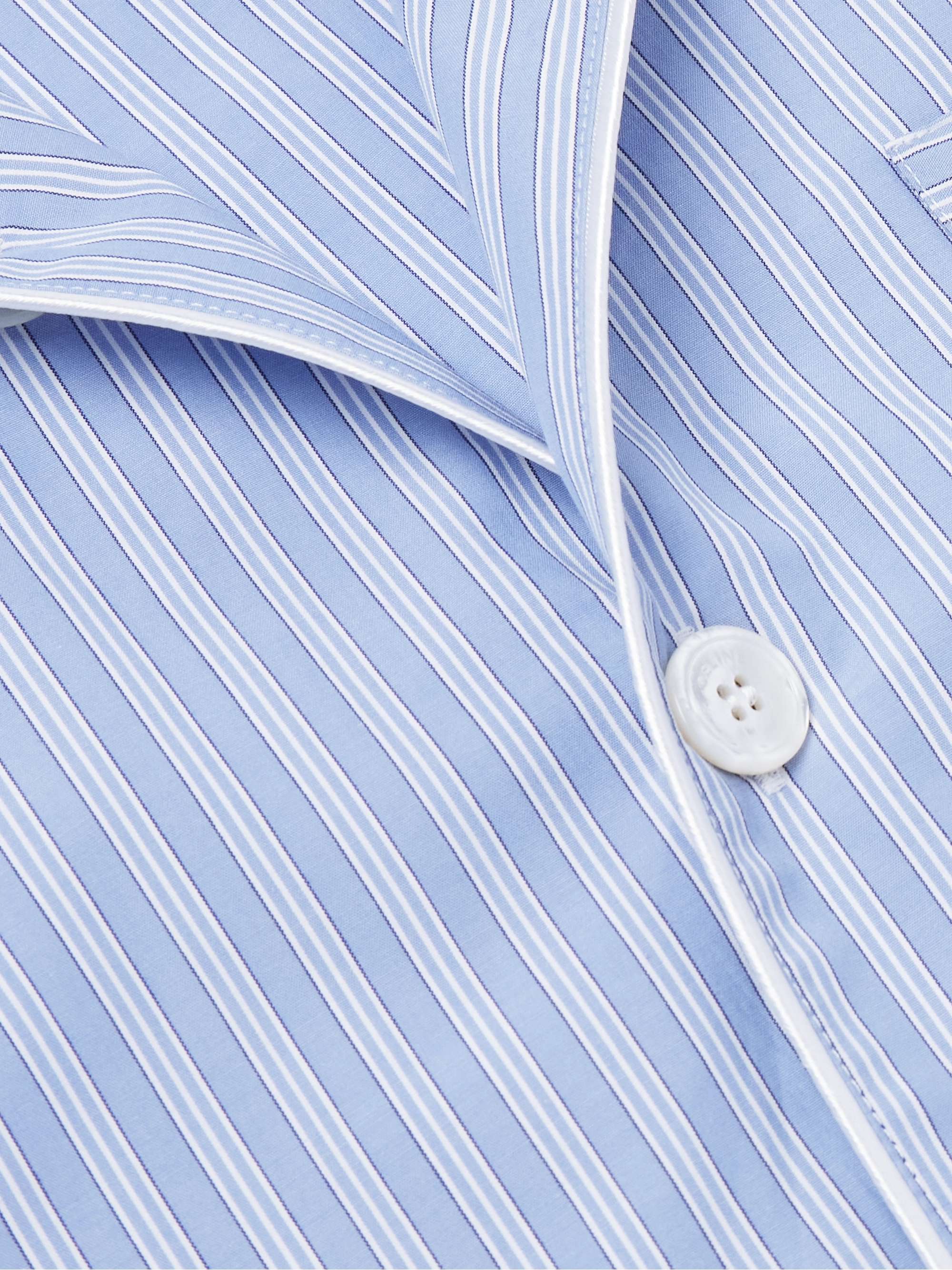 Logo-Embroidered Striped Cotton-Poplin Pyjama Shirt view