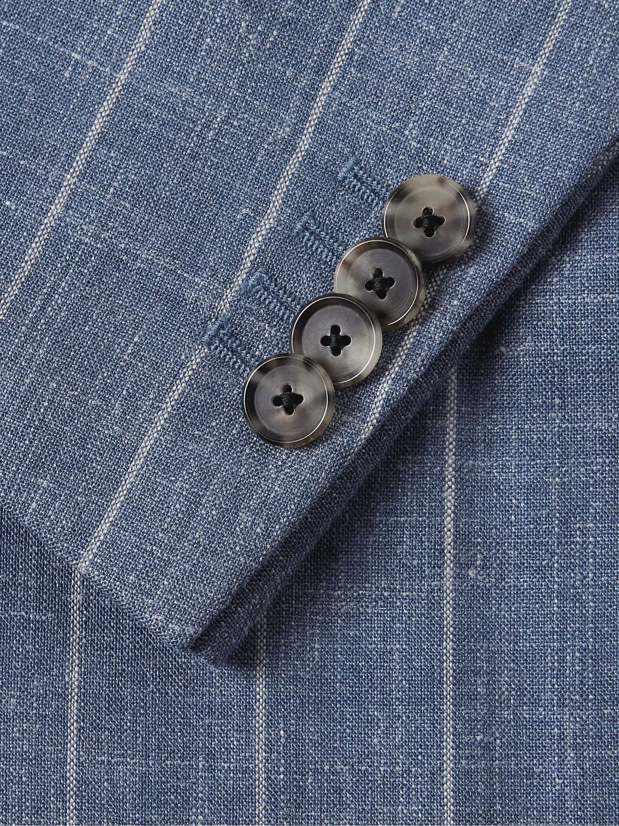 Striped Wool, Silk and Linen-Blend Suit Jacket view