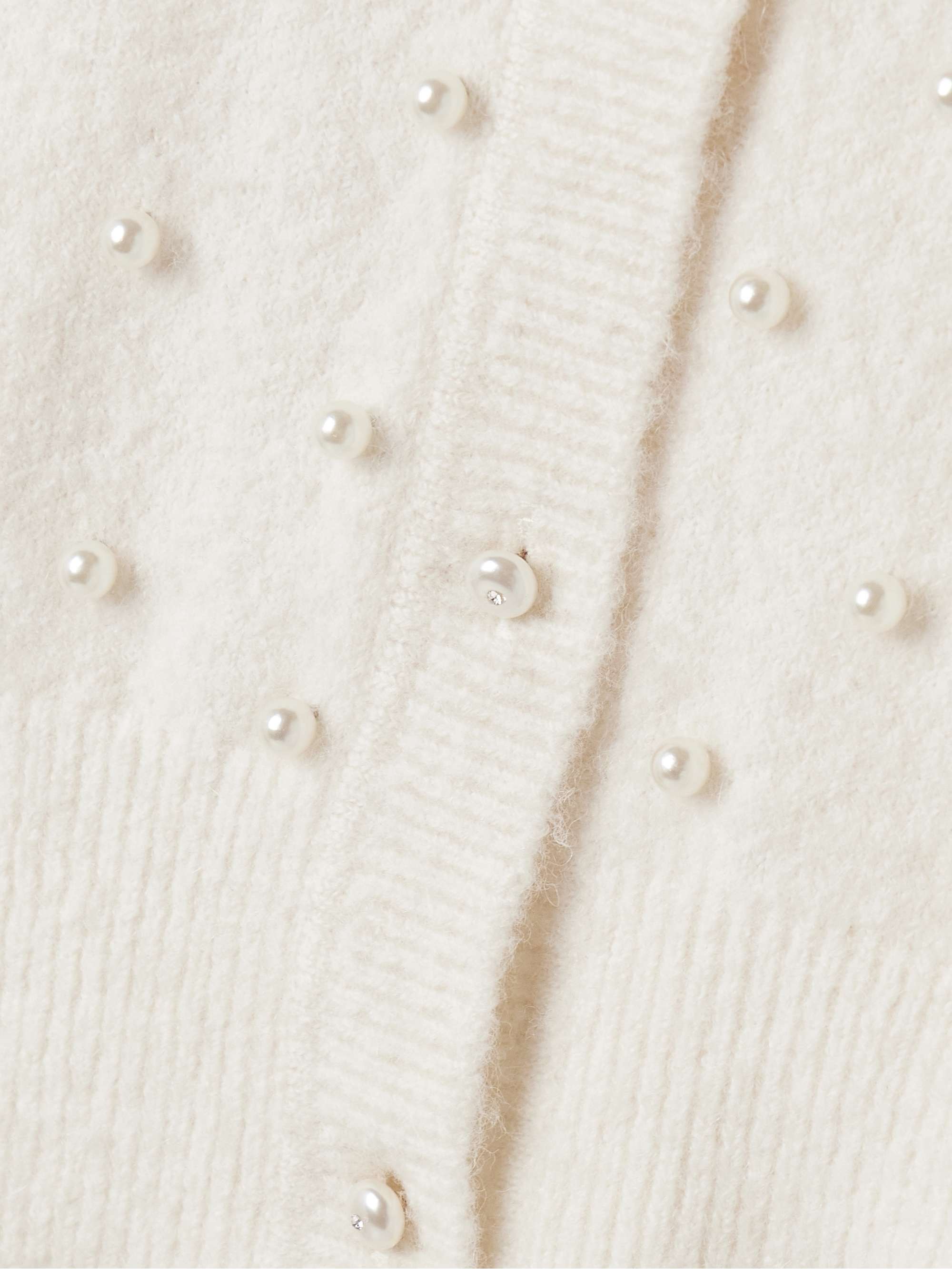 Crush faux pearl-embellished alpaca-blend cardigan view