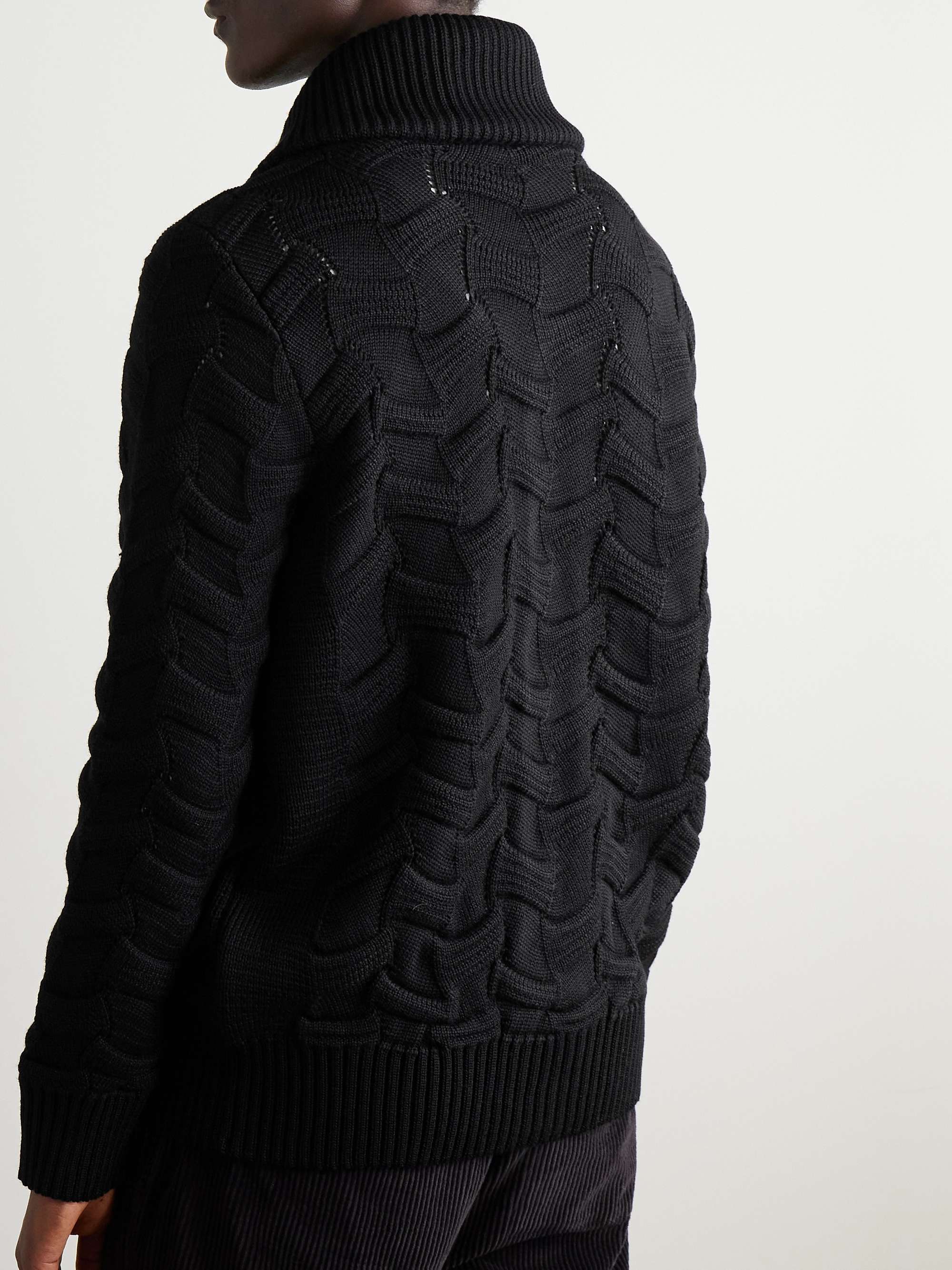 Epigon III Slim-Fit Shawl-Collar Textured Virgin Wool Cardigan view
