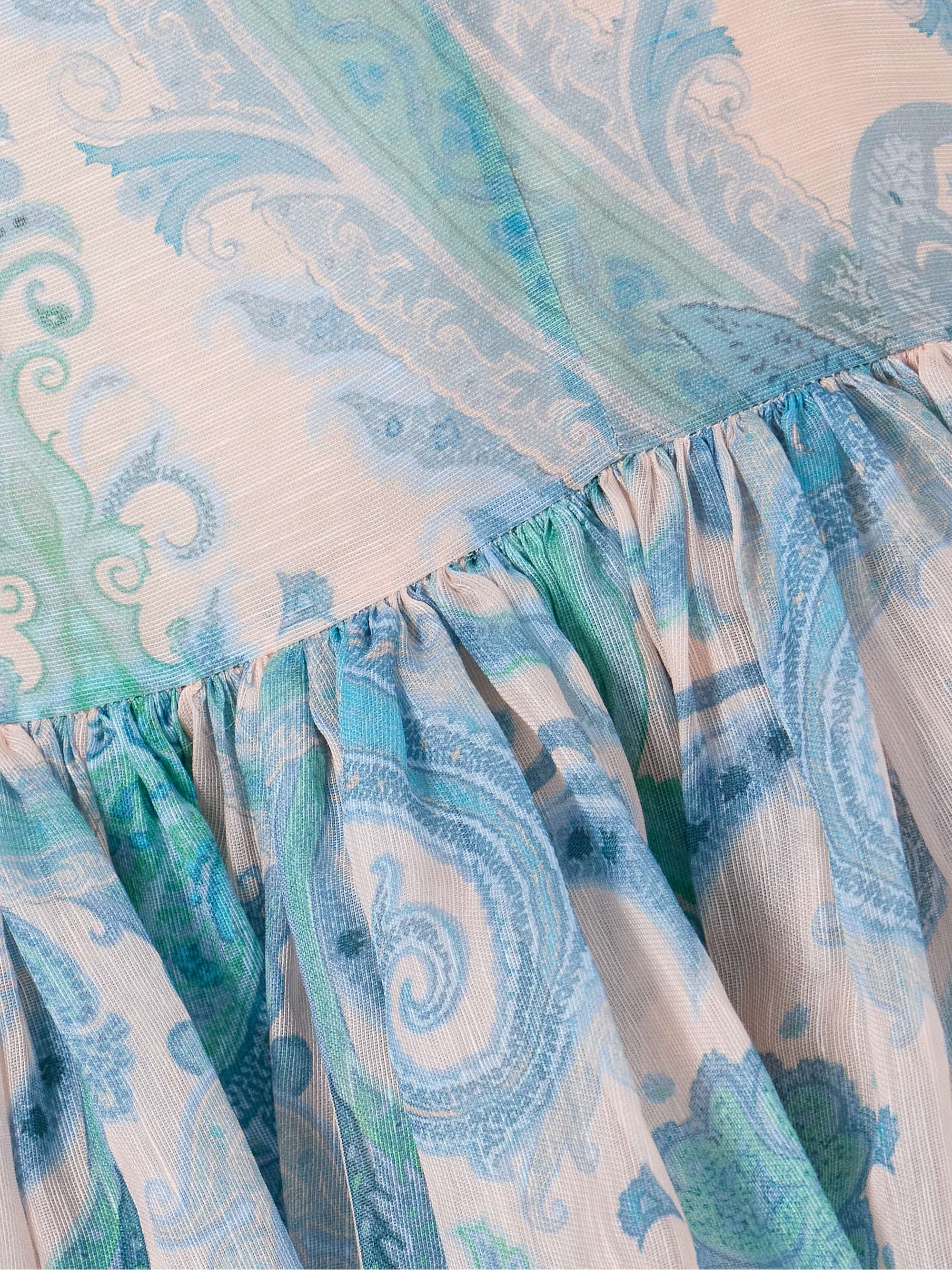 Illuminate bead-embellished paisley-print linen and silk-blend gown view