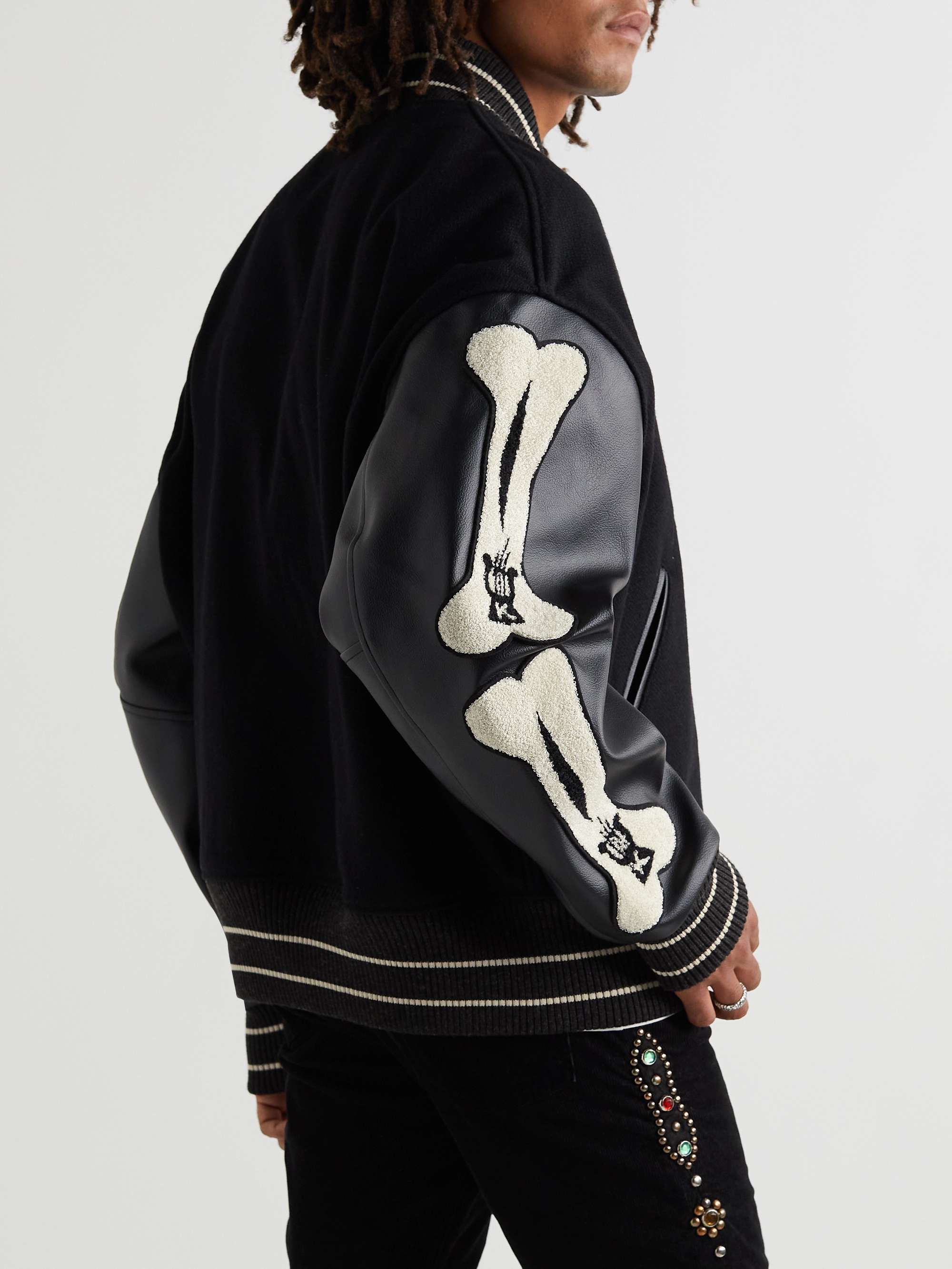 Faux Leather and Wool-Blend Varsity Jacket view