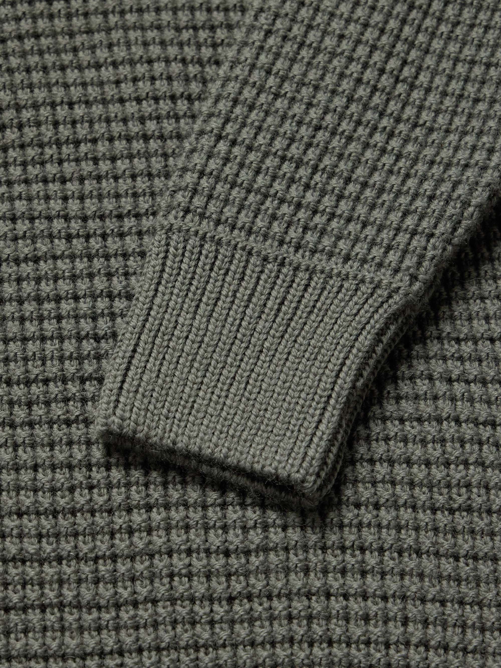 Waffle-Knit Merino Wool Mock-Neck Sweater view