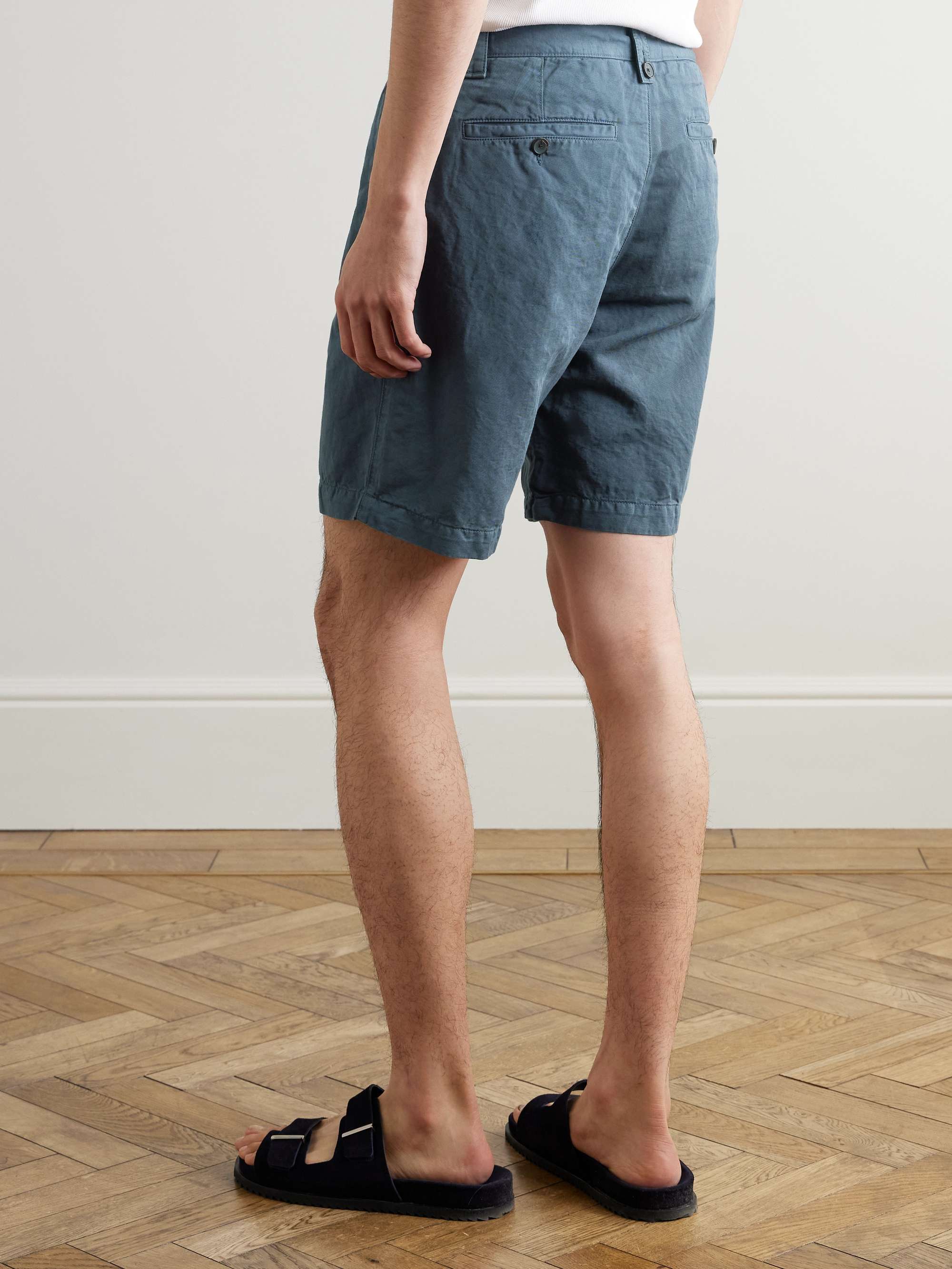 Wide-Leg Organic Cotton and Linen-Blend Bermuda Shorts view