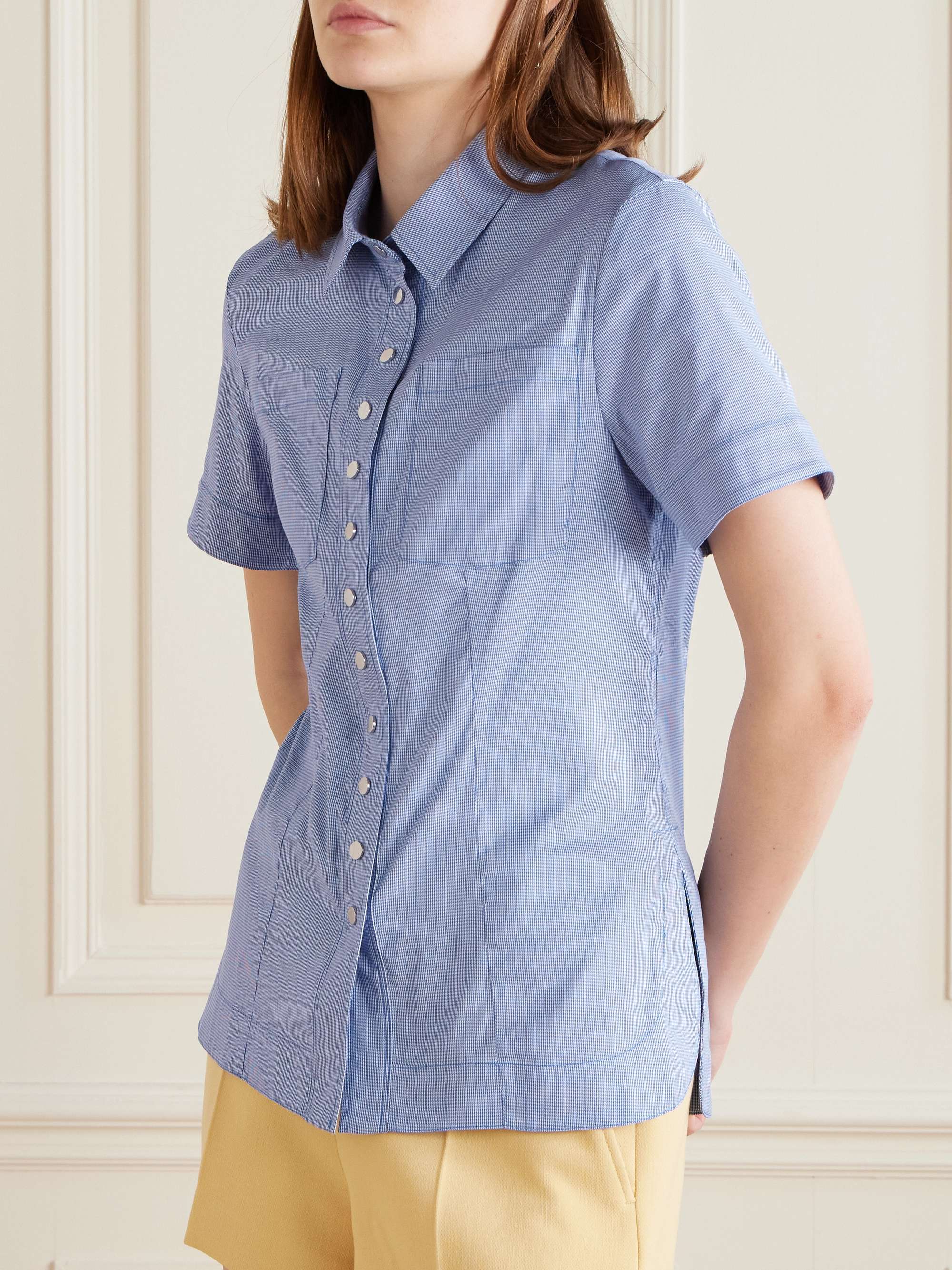 Haut checked cotton-blend shirt view