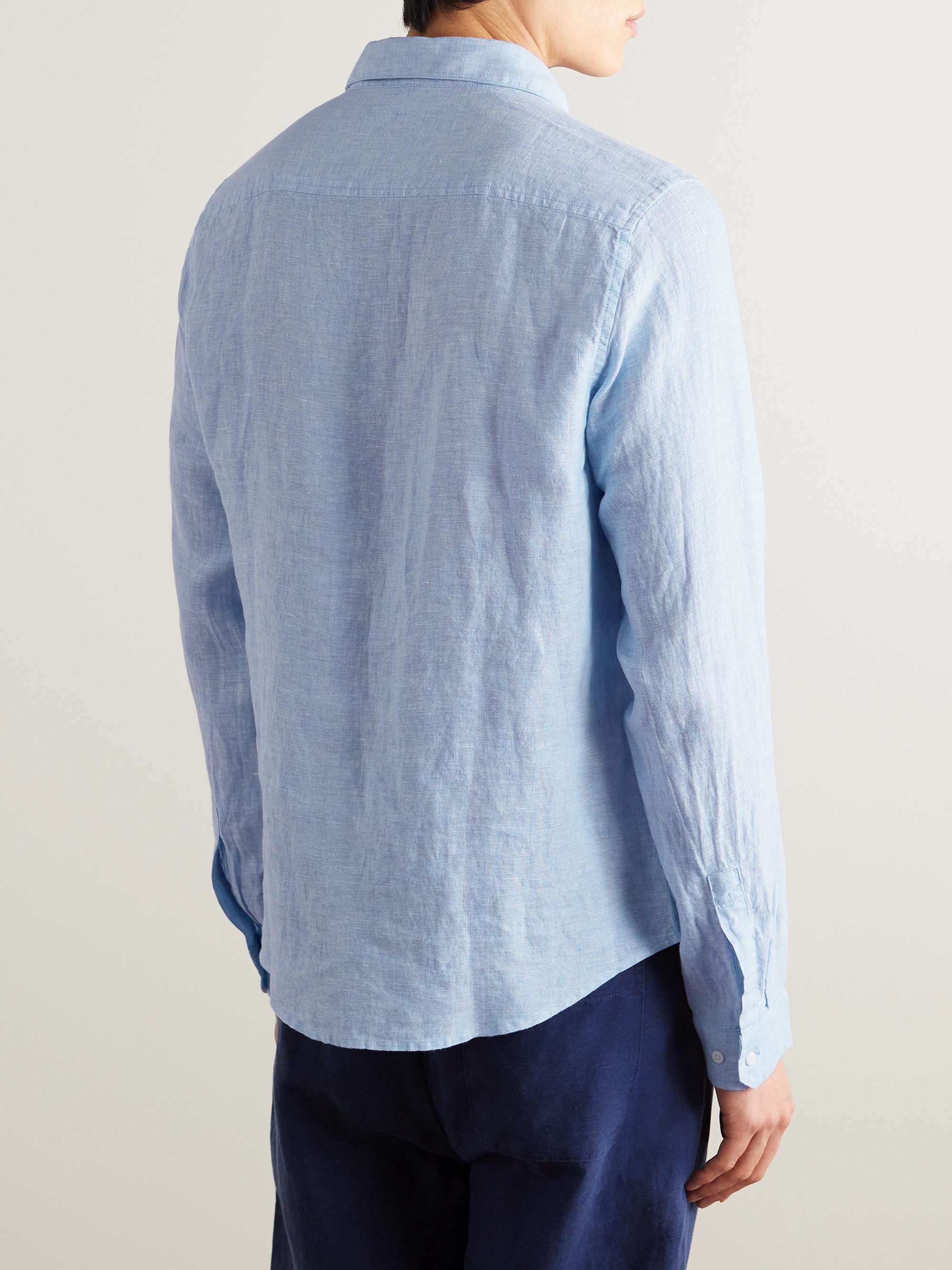 Spread-Collar Linen Shirt view