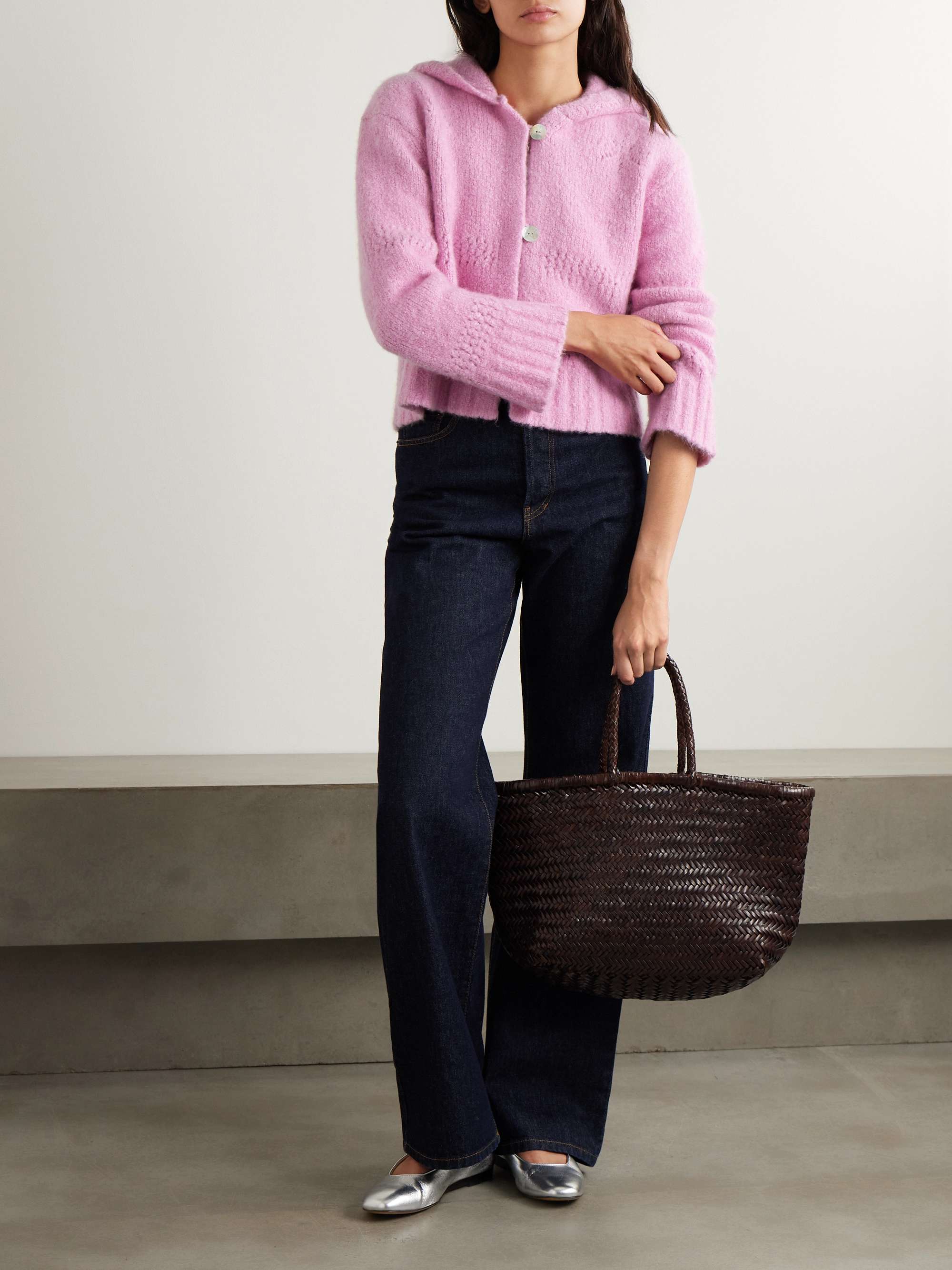 Pointelle-knit cashmere and silk-blend hooded cardigan view