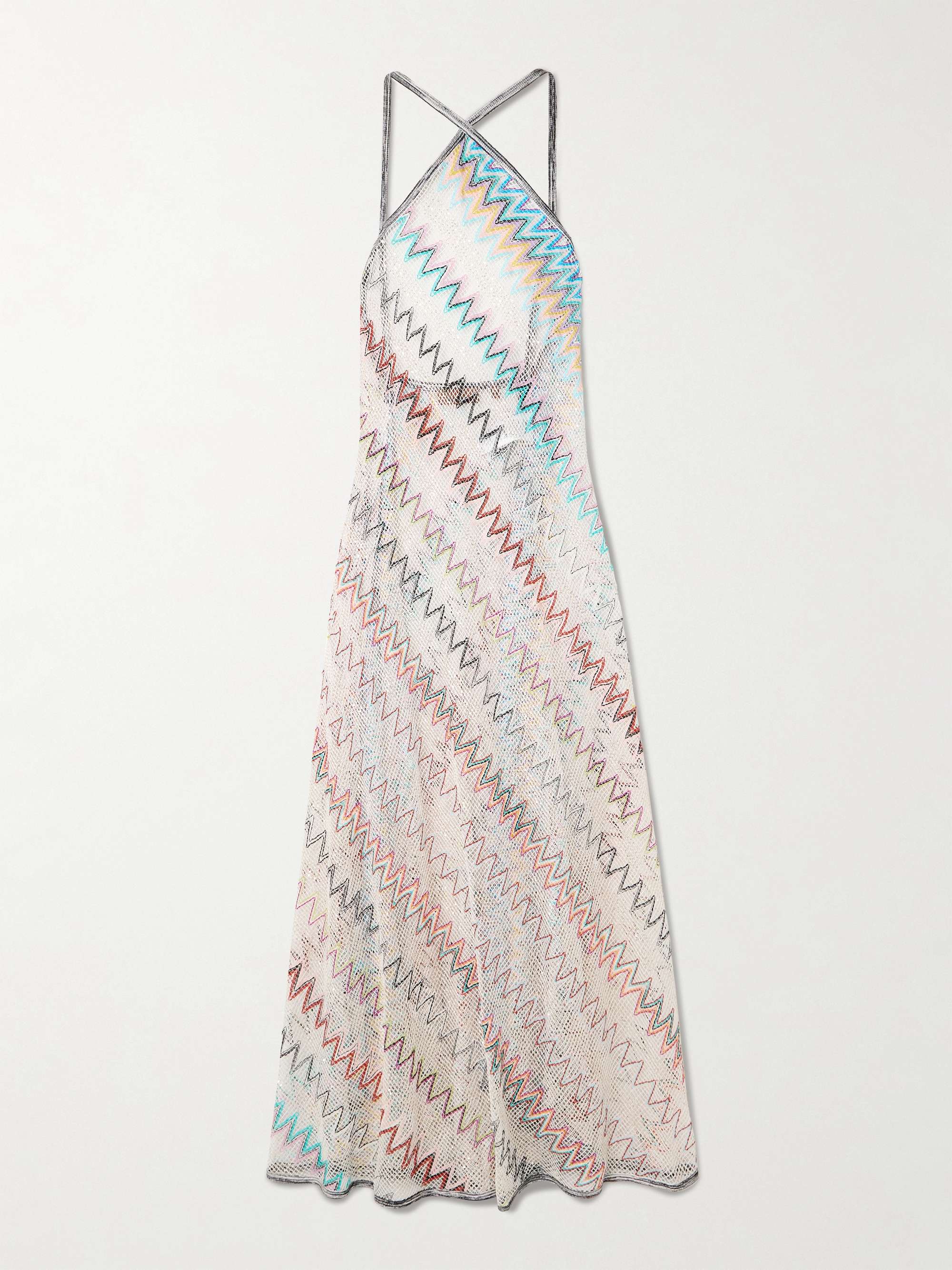 Mare striped metallic crochet-knit halterneck dress hero visual