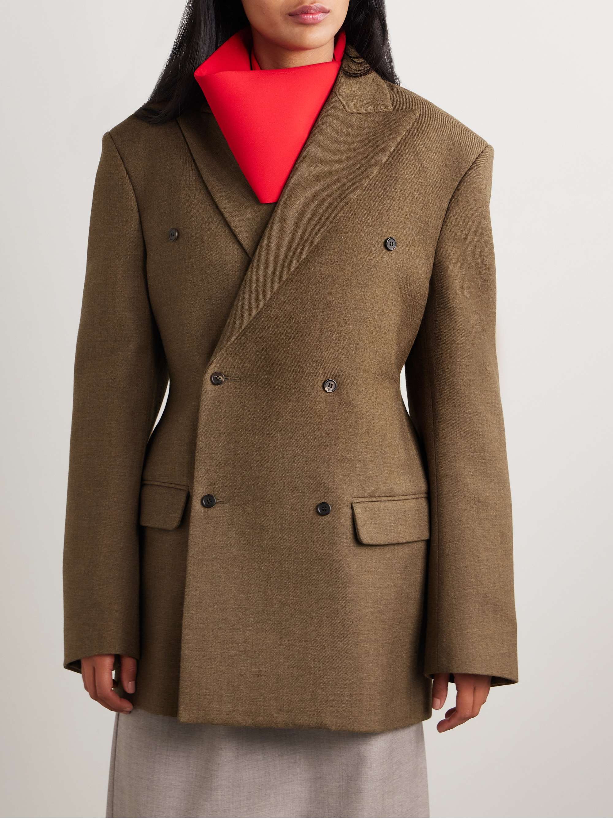 Oversized double-breasted wool-twill blazer view
