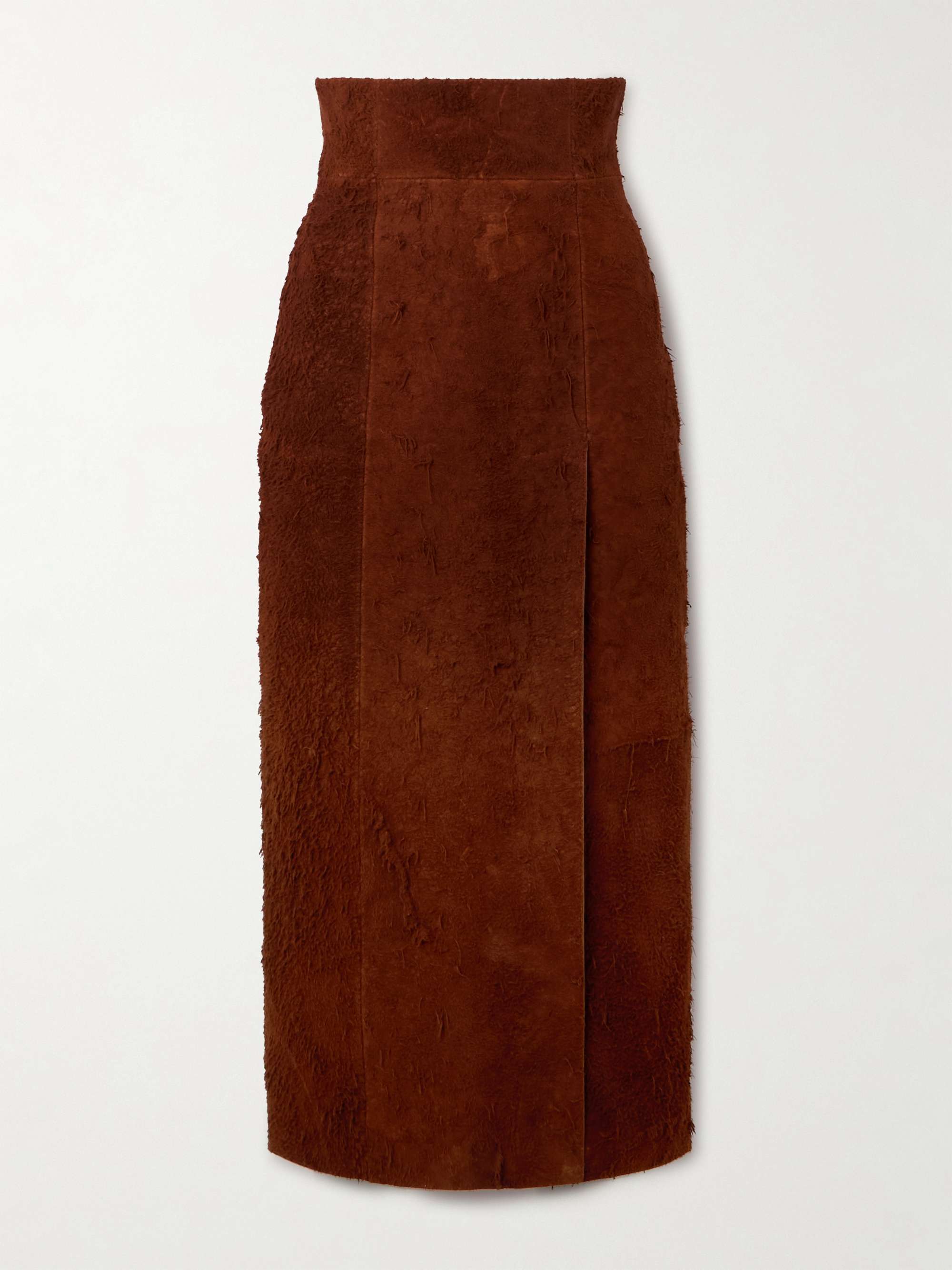 Distressed suede midi skirt hero visual