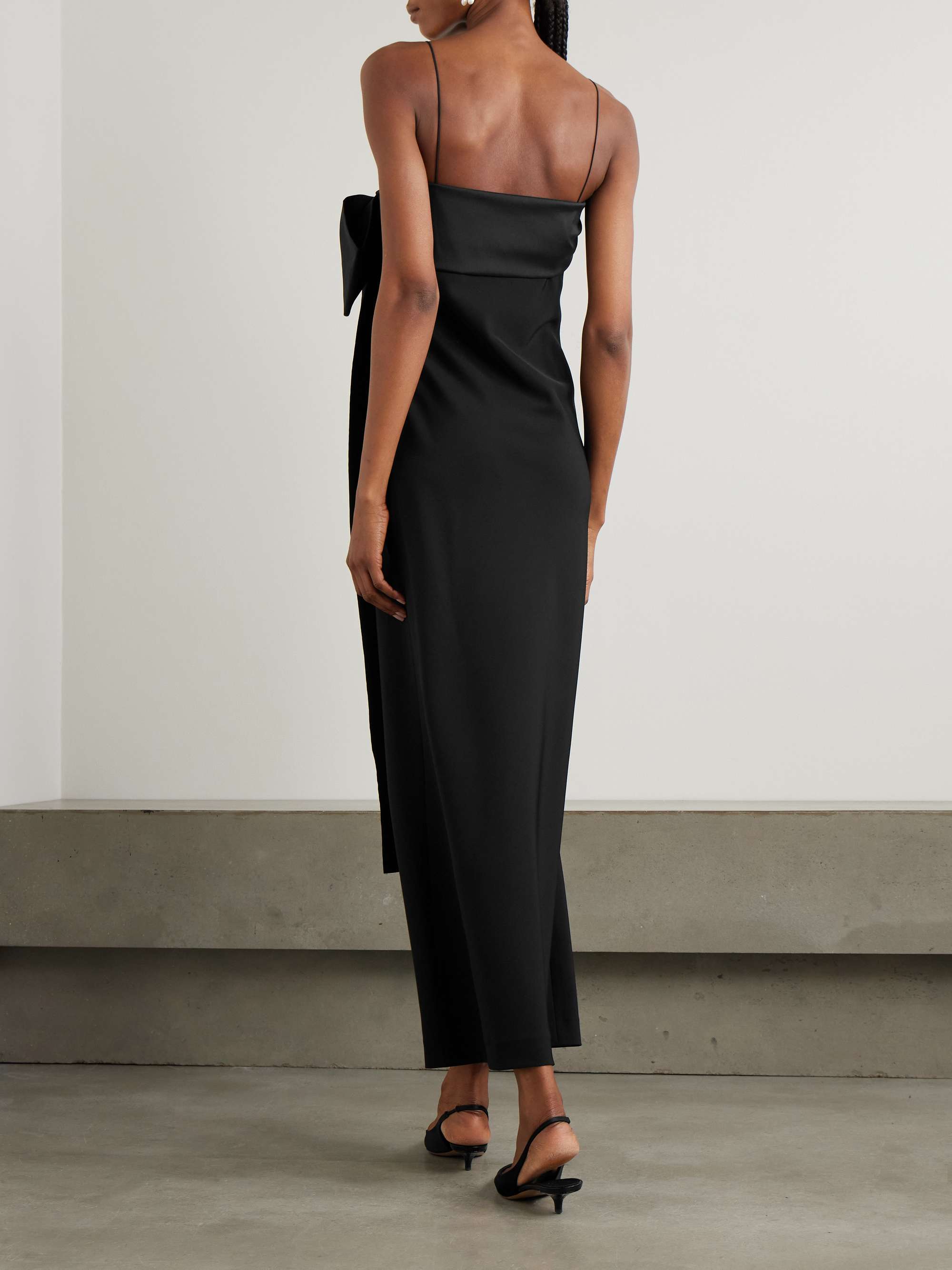 Bart bow-embellished taffeta-trimmed crepe de chine gown view