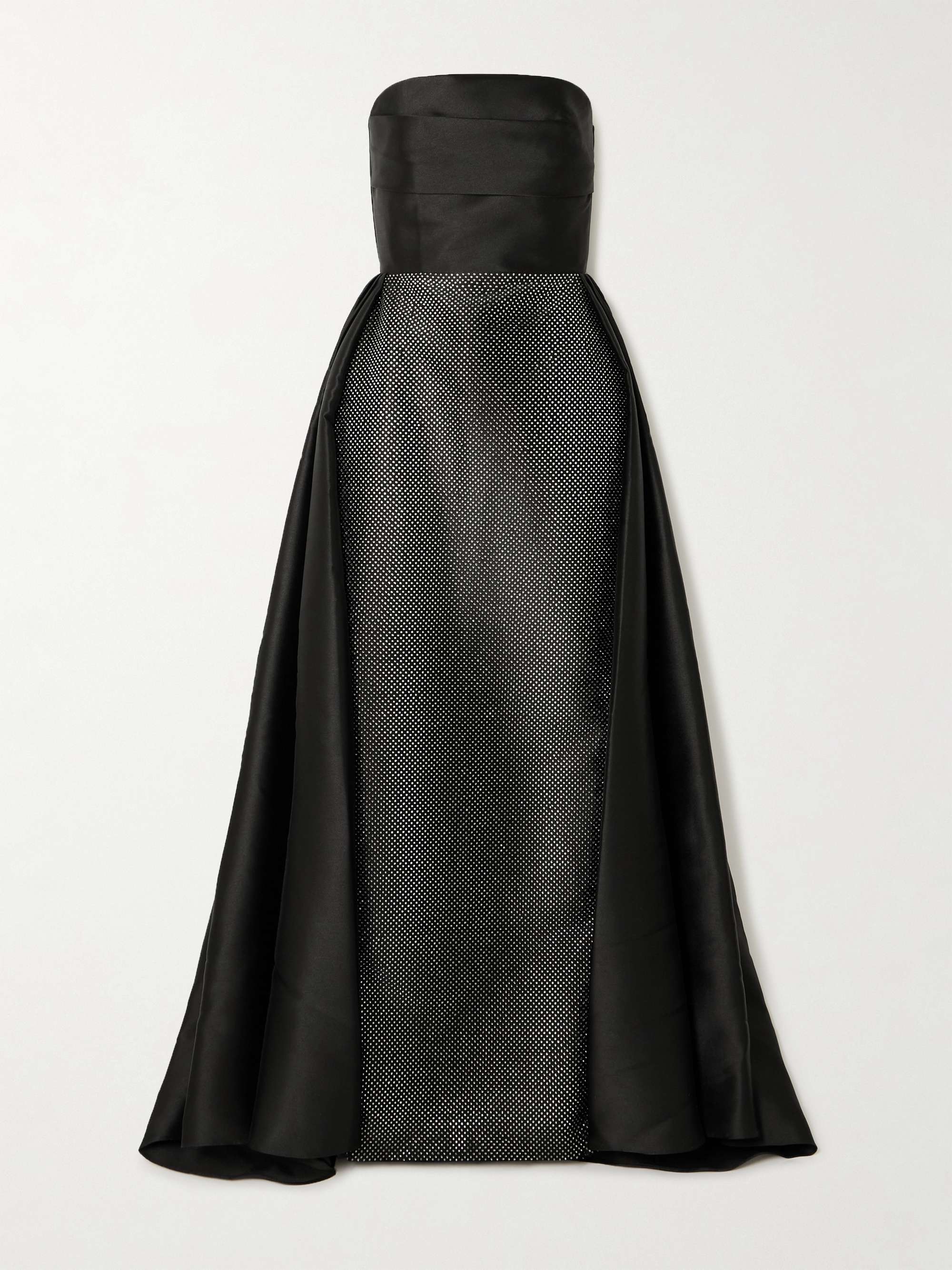 Tiffany crystal-embellished strapless pleated satin-twill gown hero visual