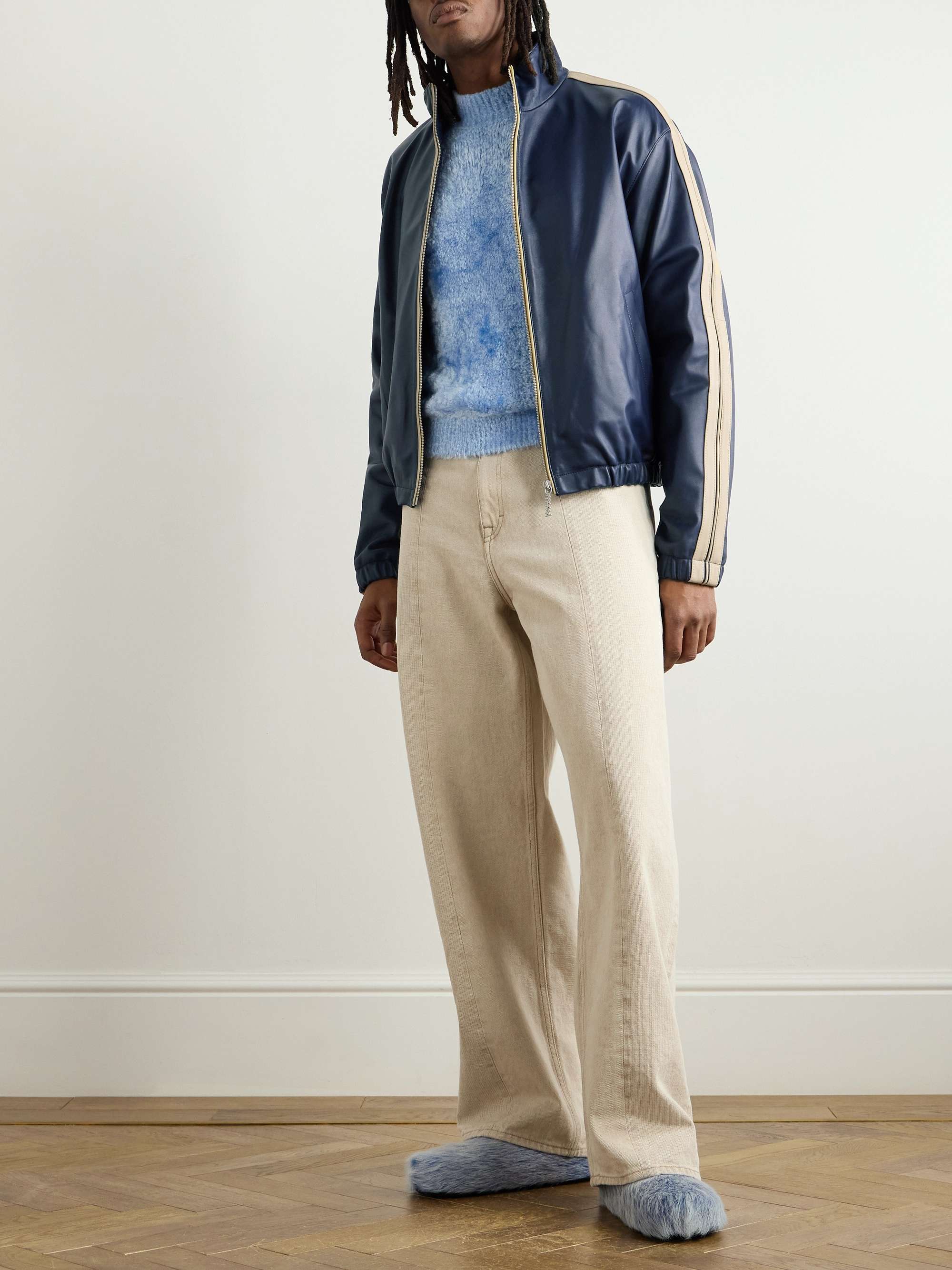 Striped Leather Jacket view