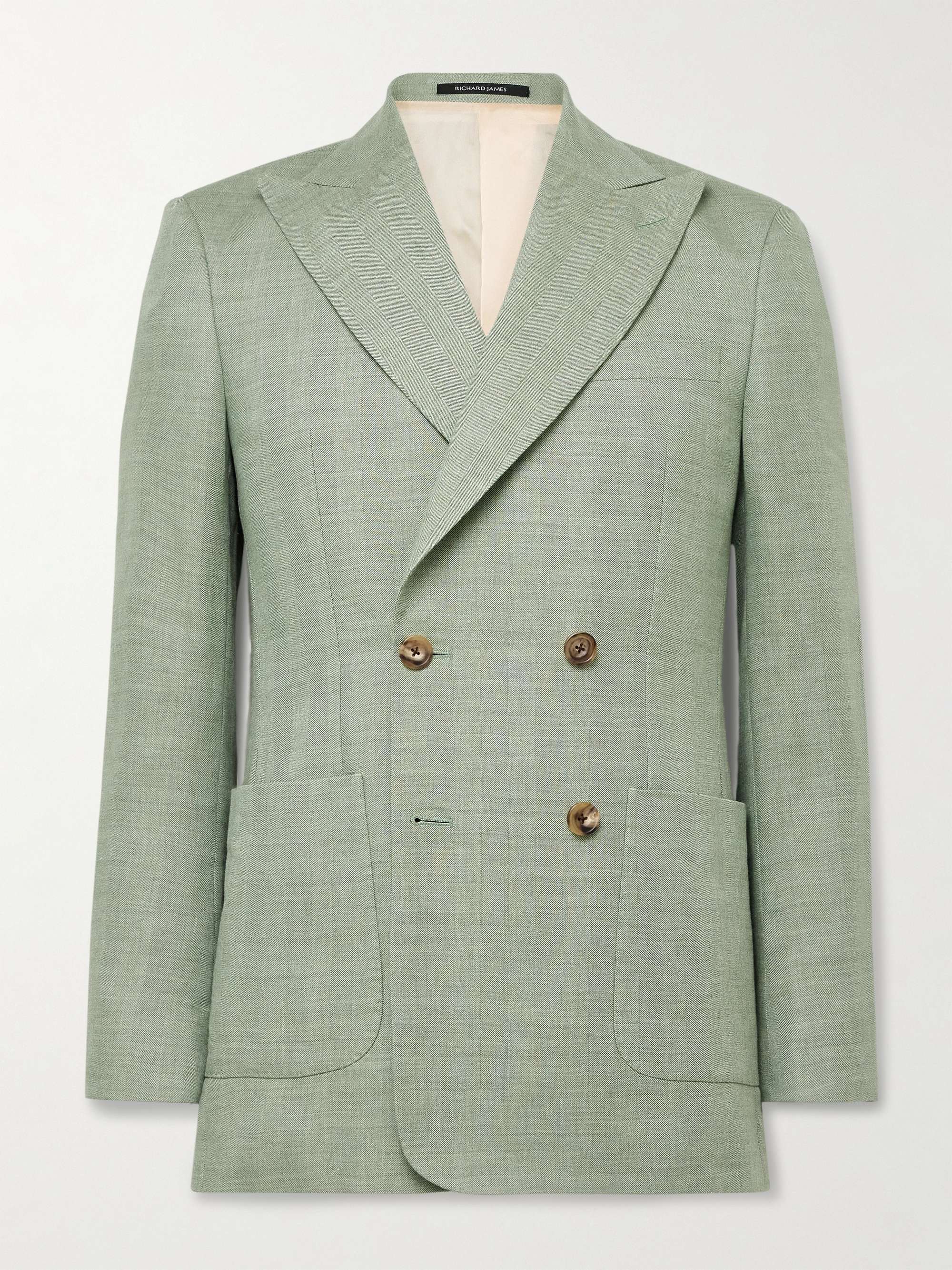 Hepworth Double-Breasted Herringbone Linen and Wool-Blend Suit Jacket hero visual