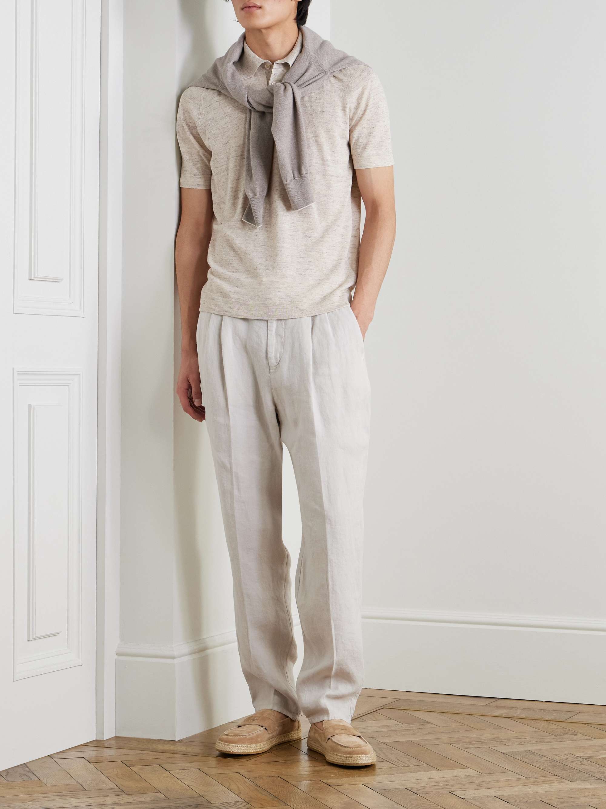 Mélange Linen and Cotton-Blend Polo Shirt view