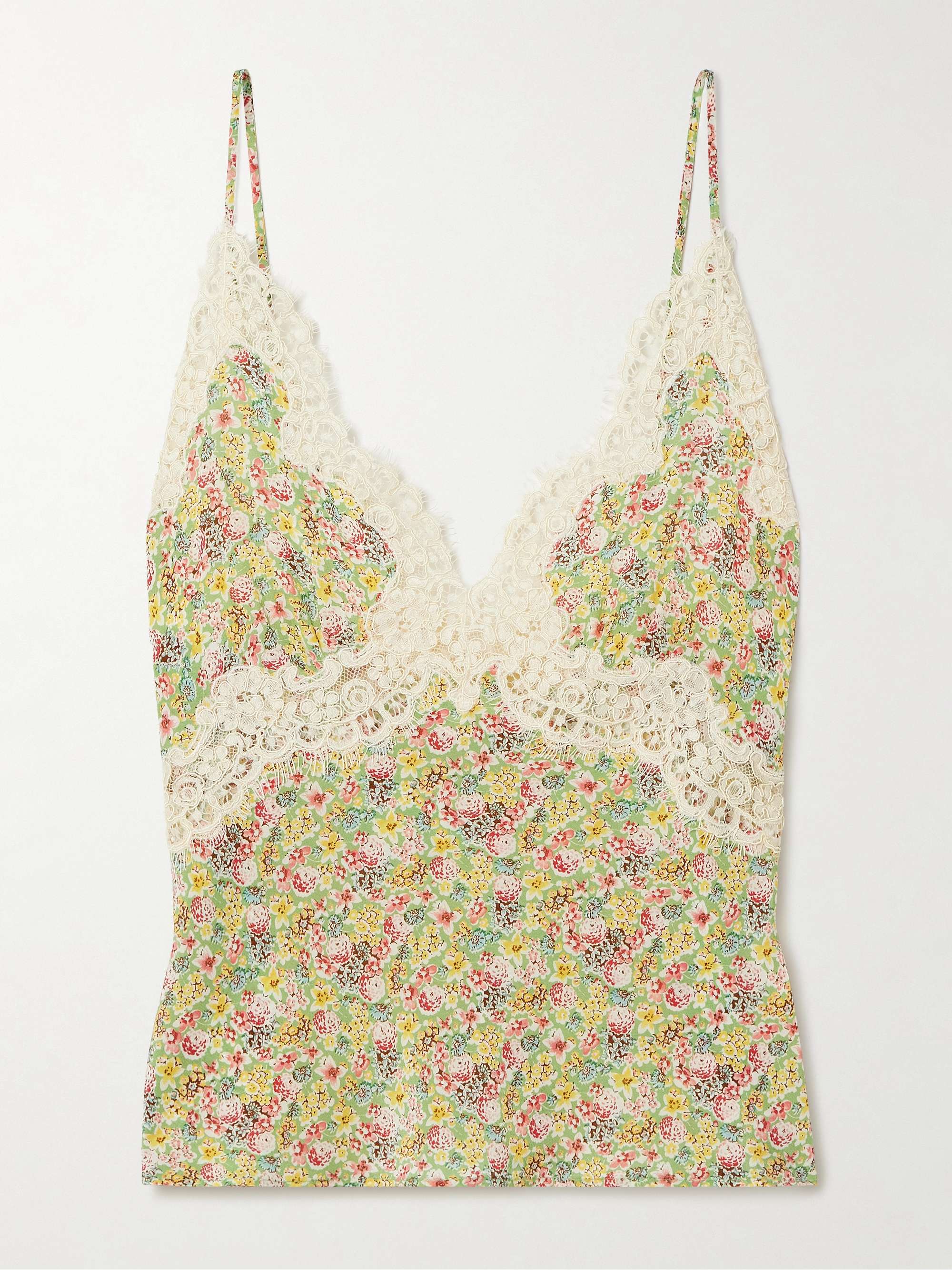 Neria corded lace-trimmed floral-print silk-satin camisole hero visual