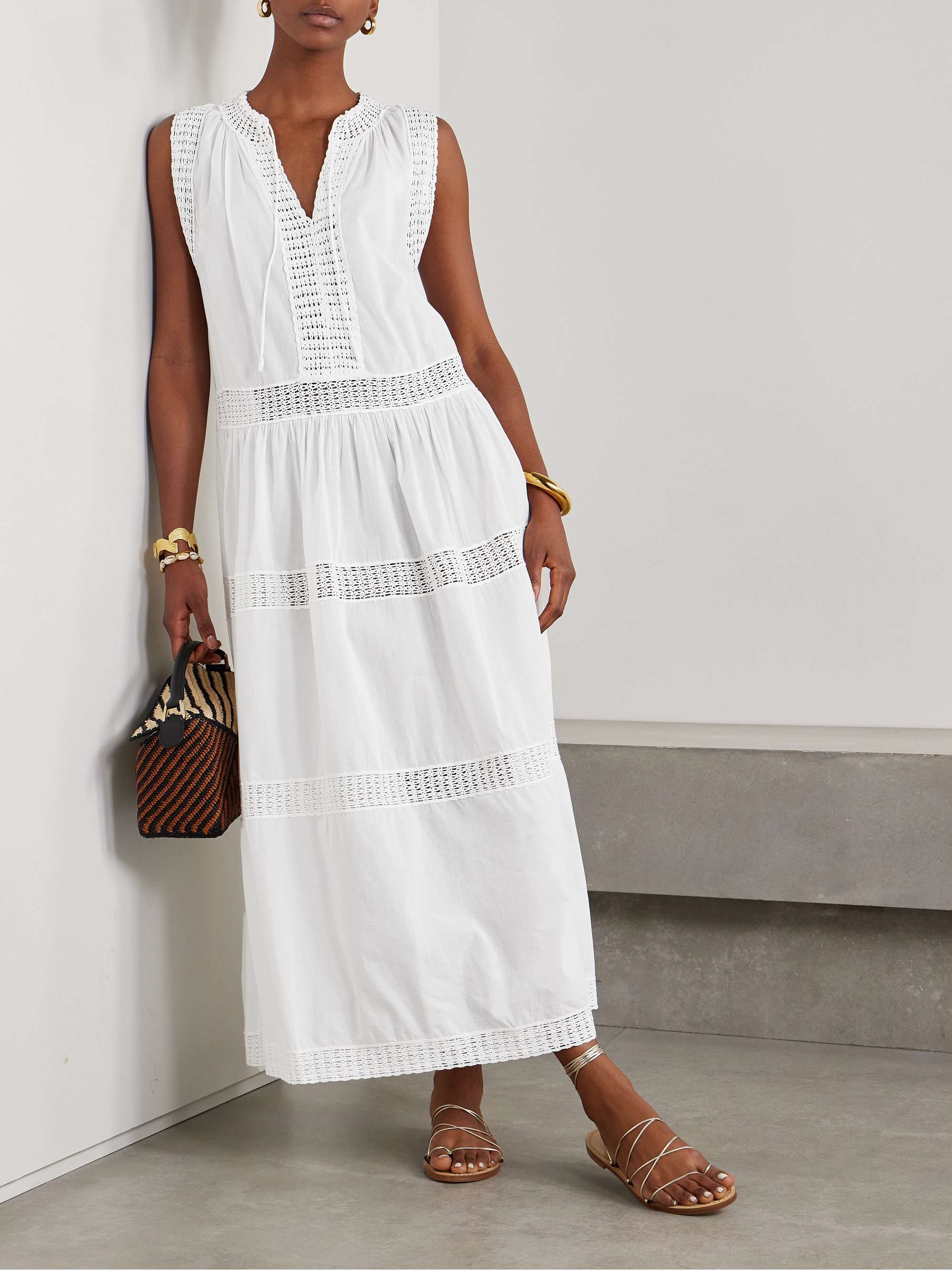 Thalia crochet-trimmed cotton-voile maxi dress view