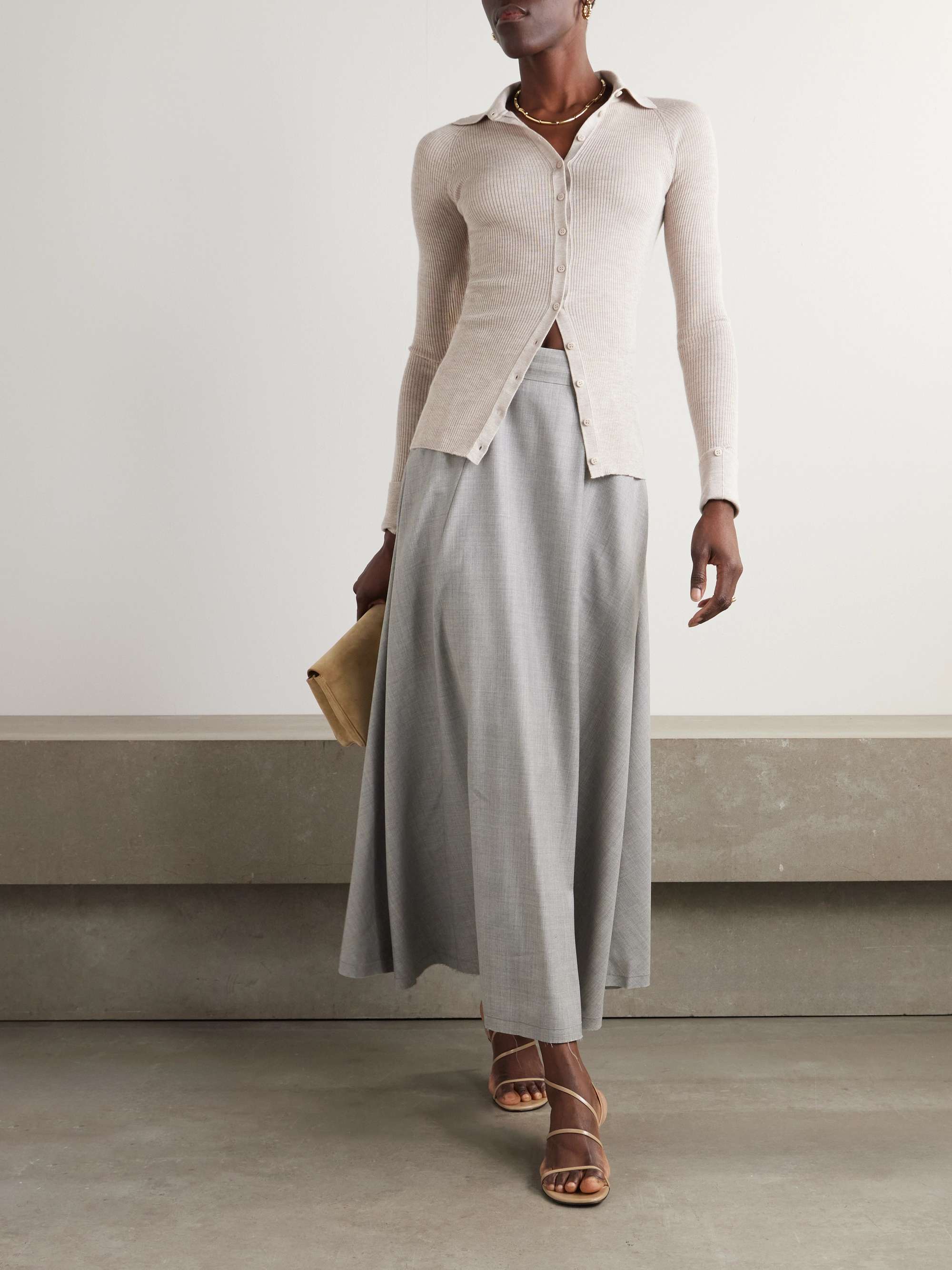 Lauren frayed wool maxi skirt view