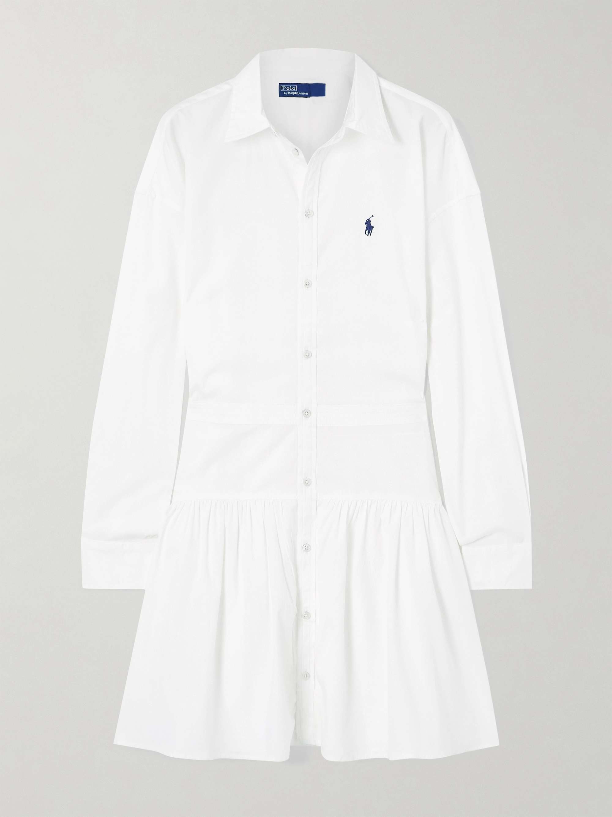 Embroidered paneled cotton-poplin mini shirt dress hero visual