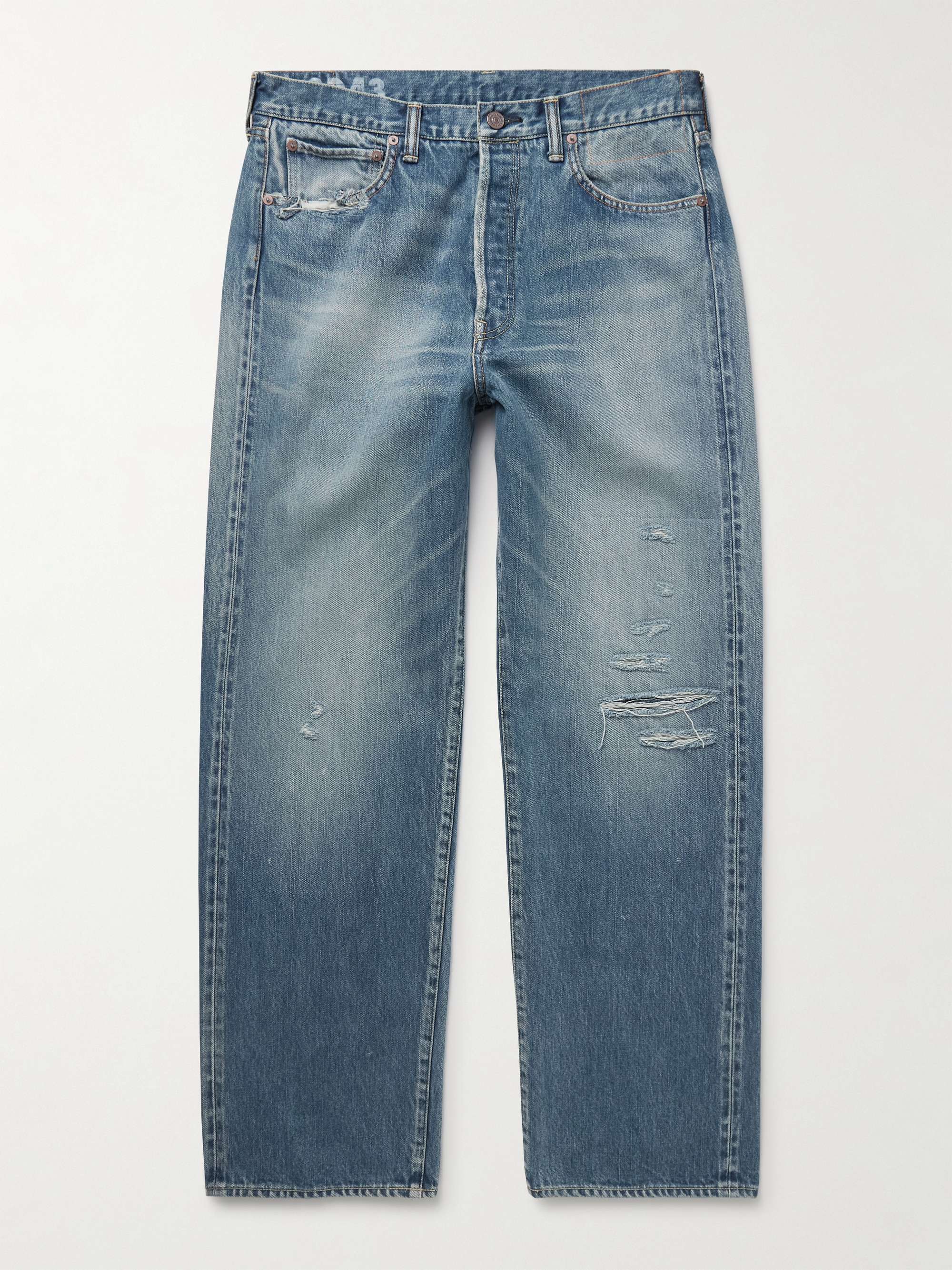 Social Sculpture 01 Straight-Leg Distressed Selvedge Jeans hero visual