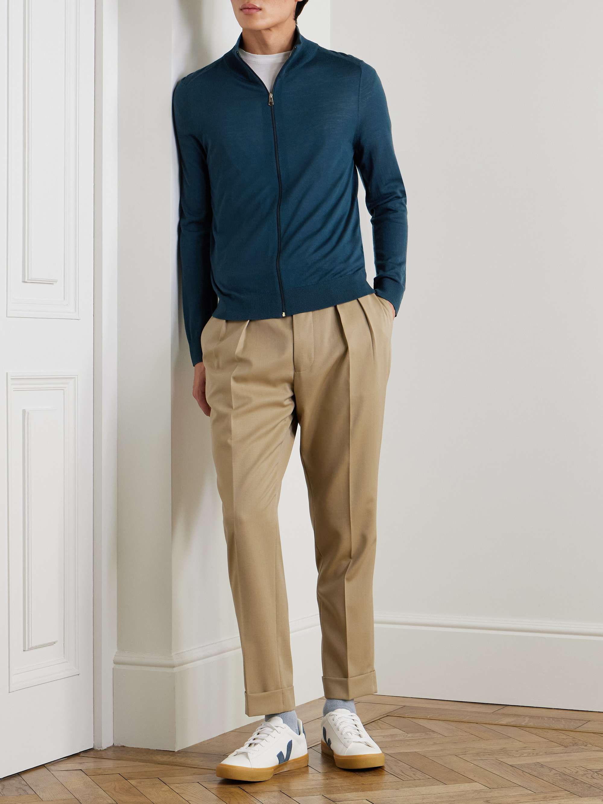 Merino Wool Zip-Up Sweater view