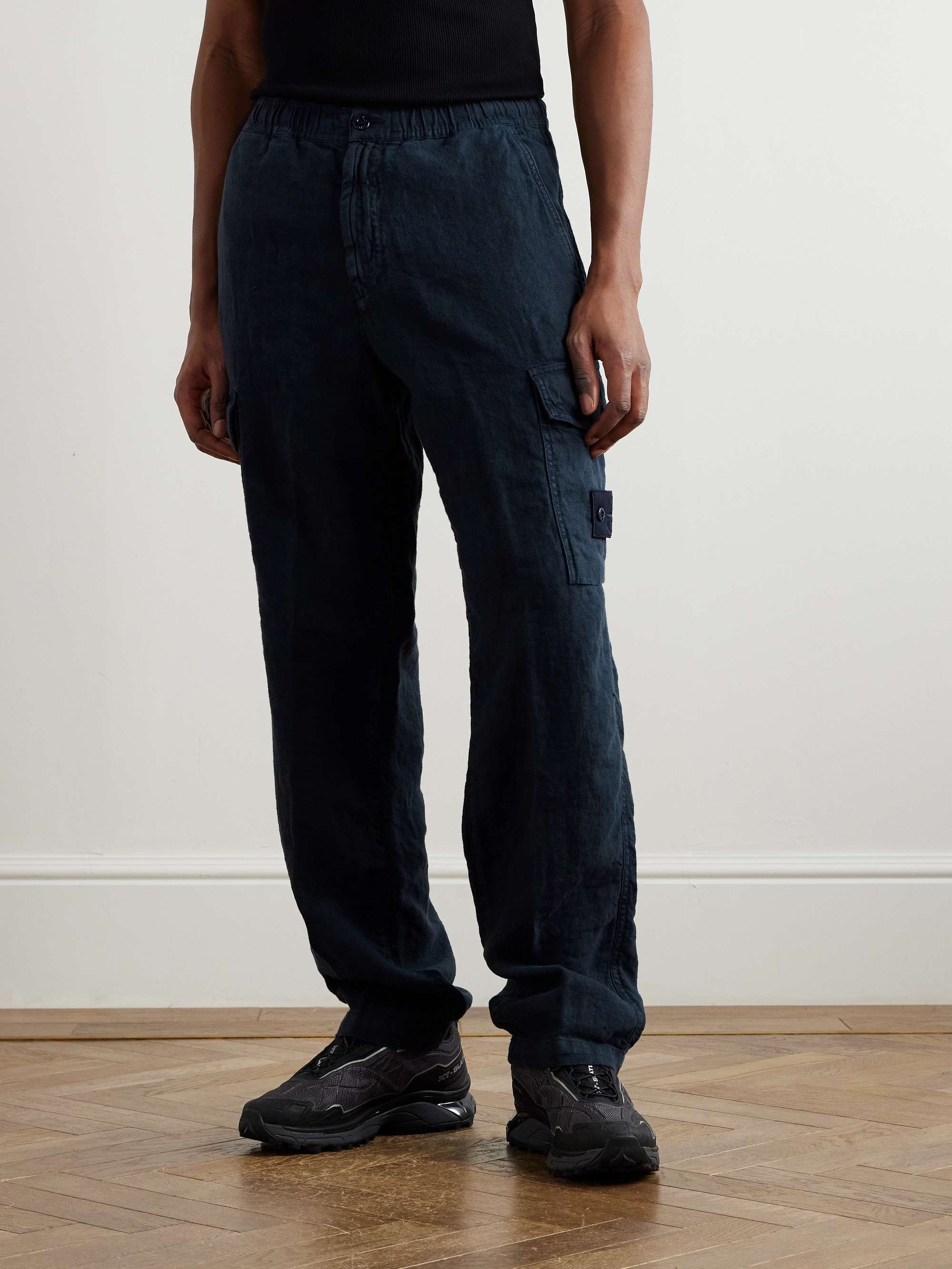Ghost Straight-Leg Garment-Dyed Linen-Twill Cargo Trousers view