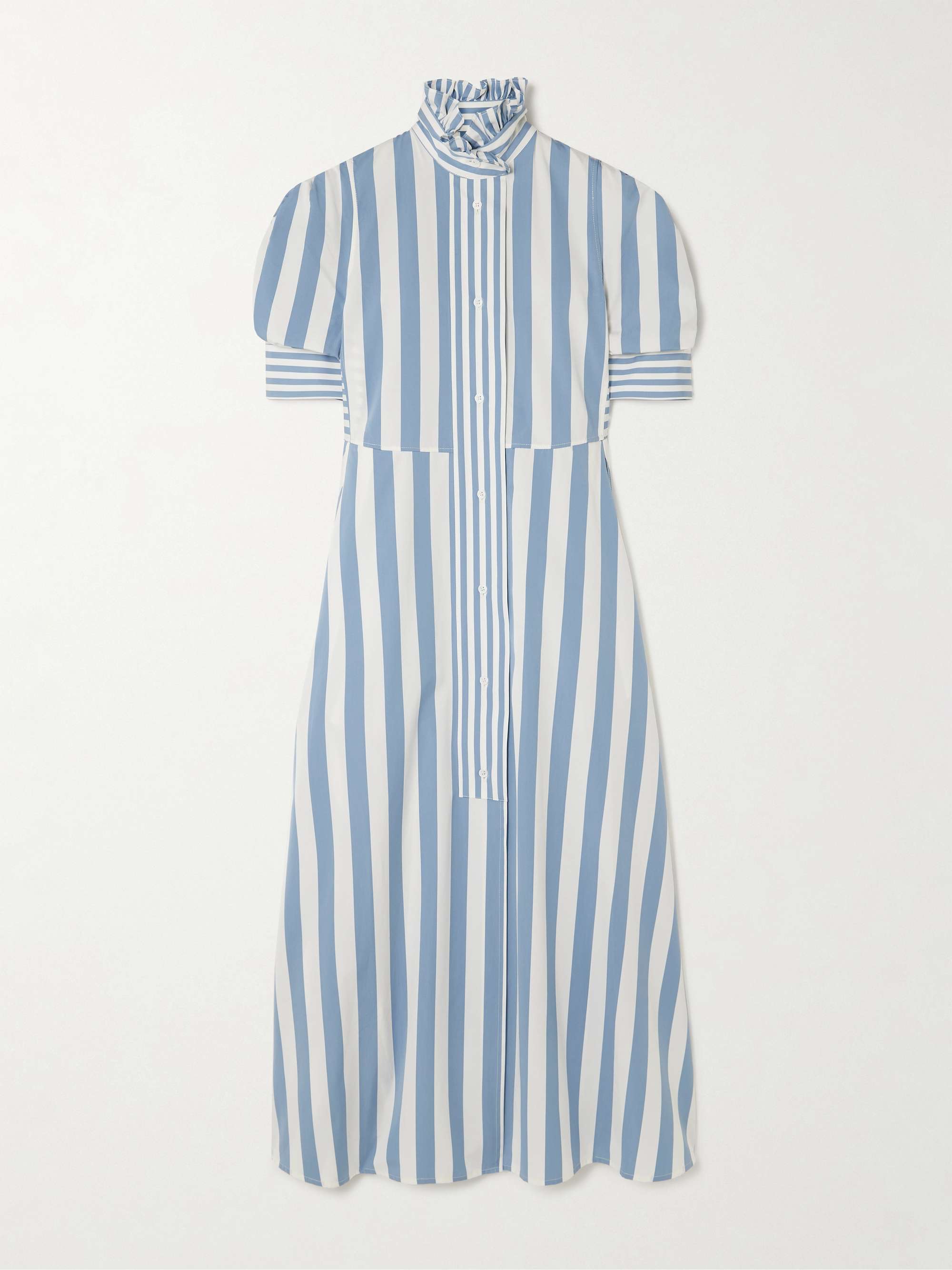 Venetia pleated striped cotton-poplin midi dress hero visual
