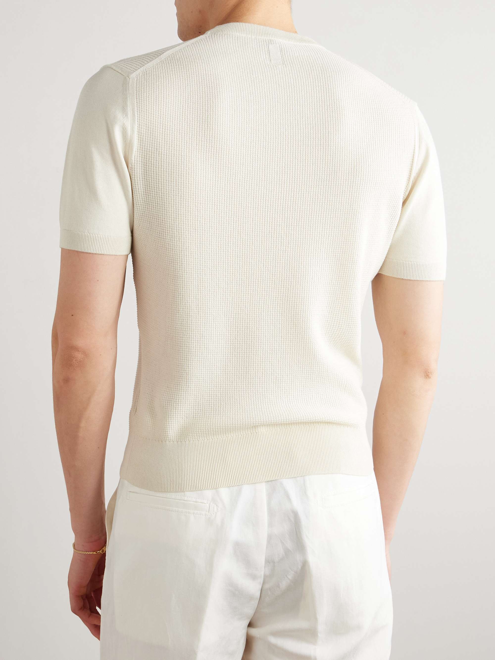Slim-Fit Waffle-Knit Cotton and Silk-Blend T-Shirt view
