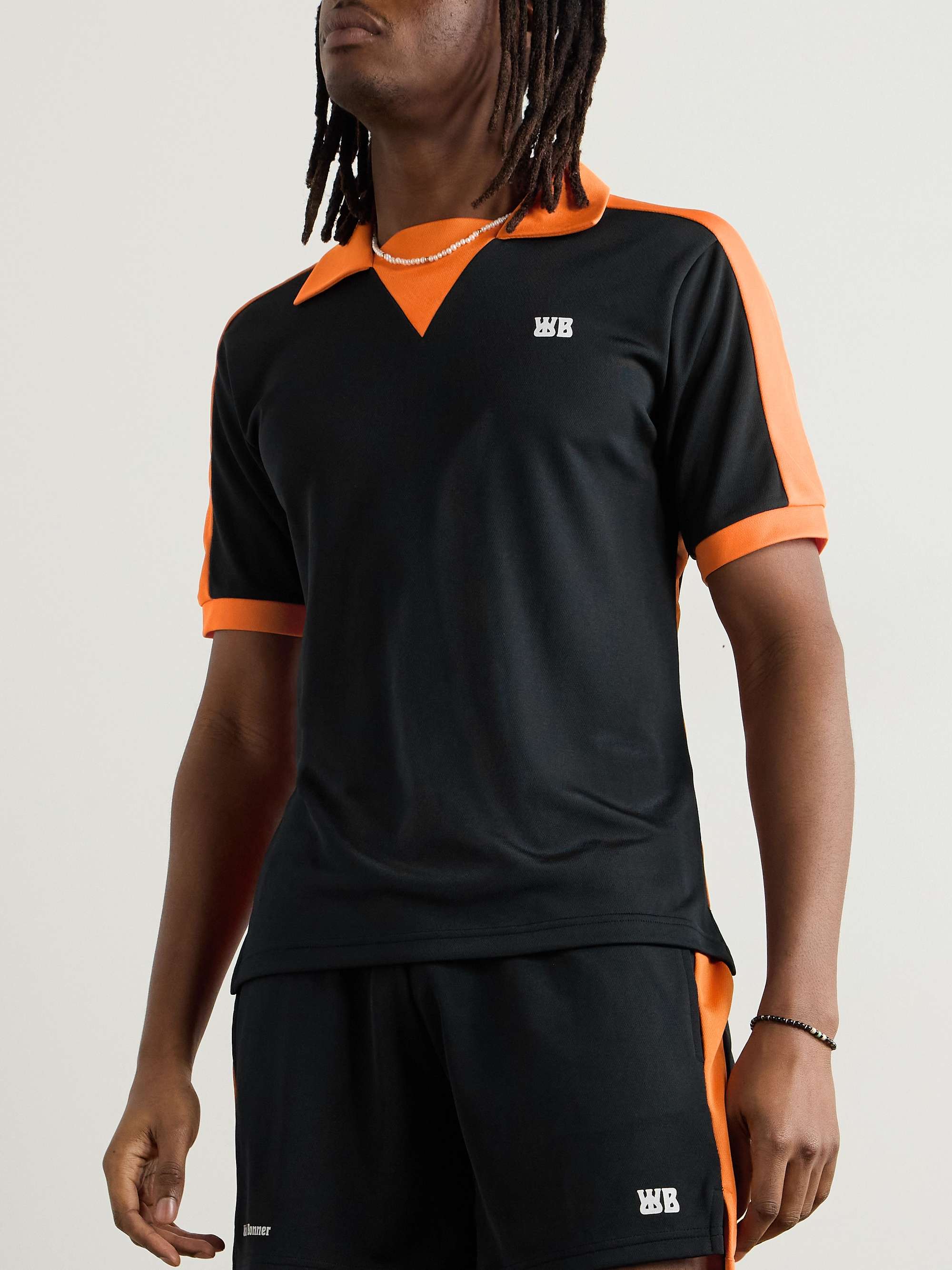 Slim-Fit Logo-Appliquéd Two-Tone Tech-Jersey Polo Shirt view