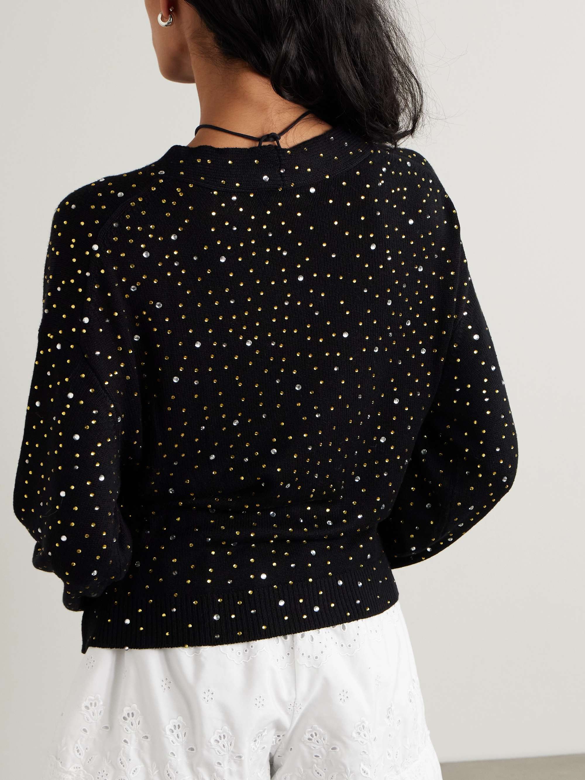 Oak crystal-embellished knitted wrap cardigan view