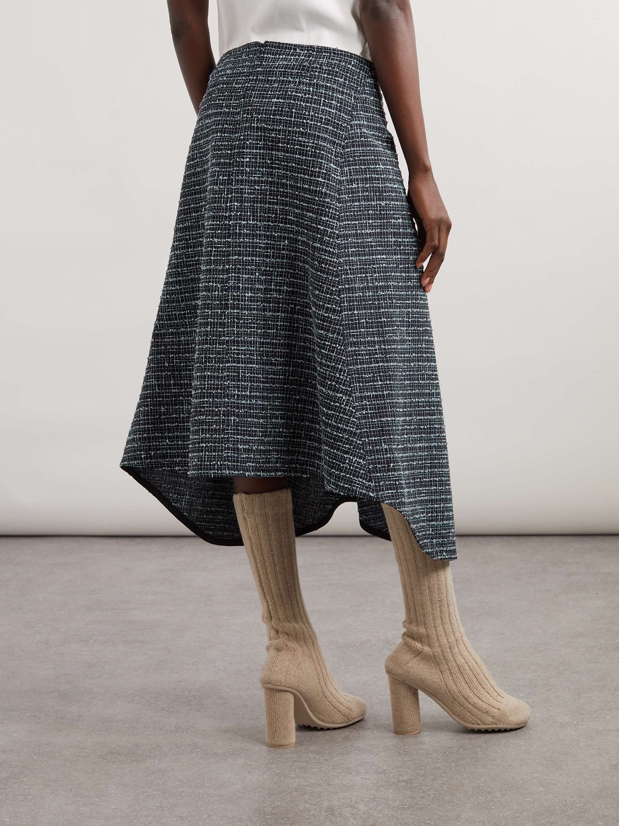 Asymmetric tweed midi skirt view
