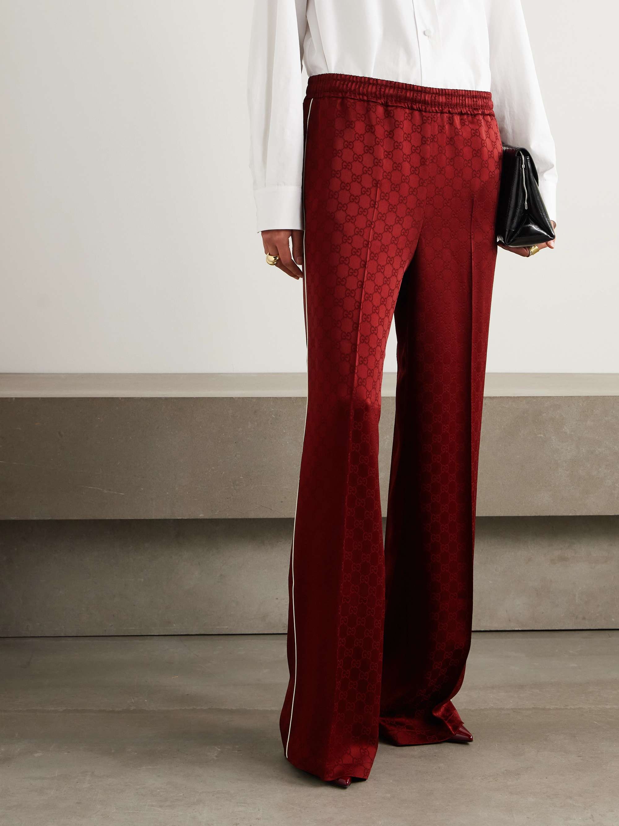 Satin-jacquard straight-leg pants view