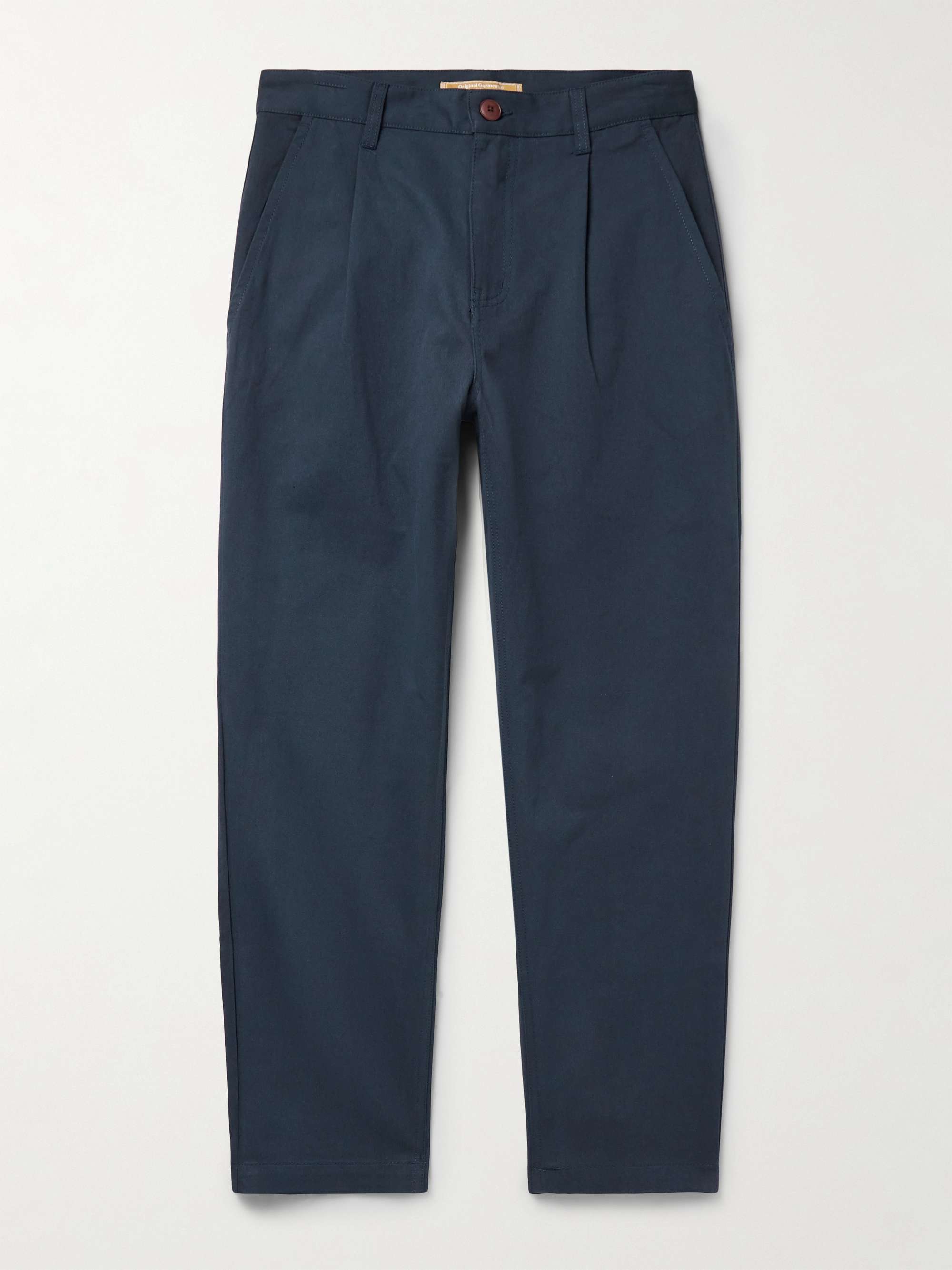 Haworth Tapered Cropped Pleated Cotton-Twill Trousers hero visual