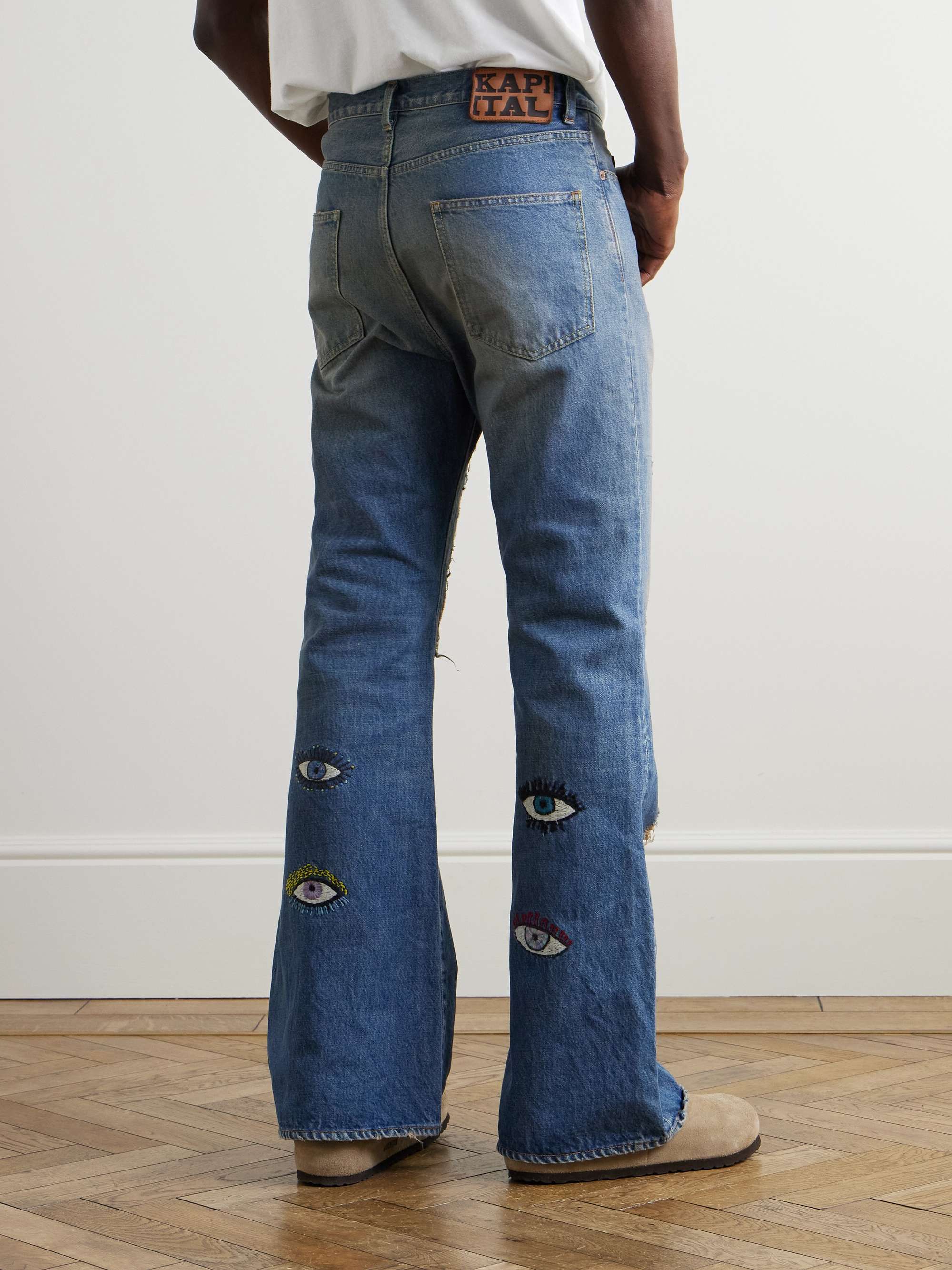 Flared Distressed Patchwork Jeans view