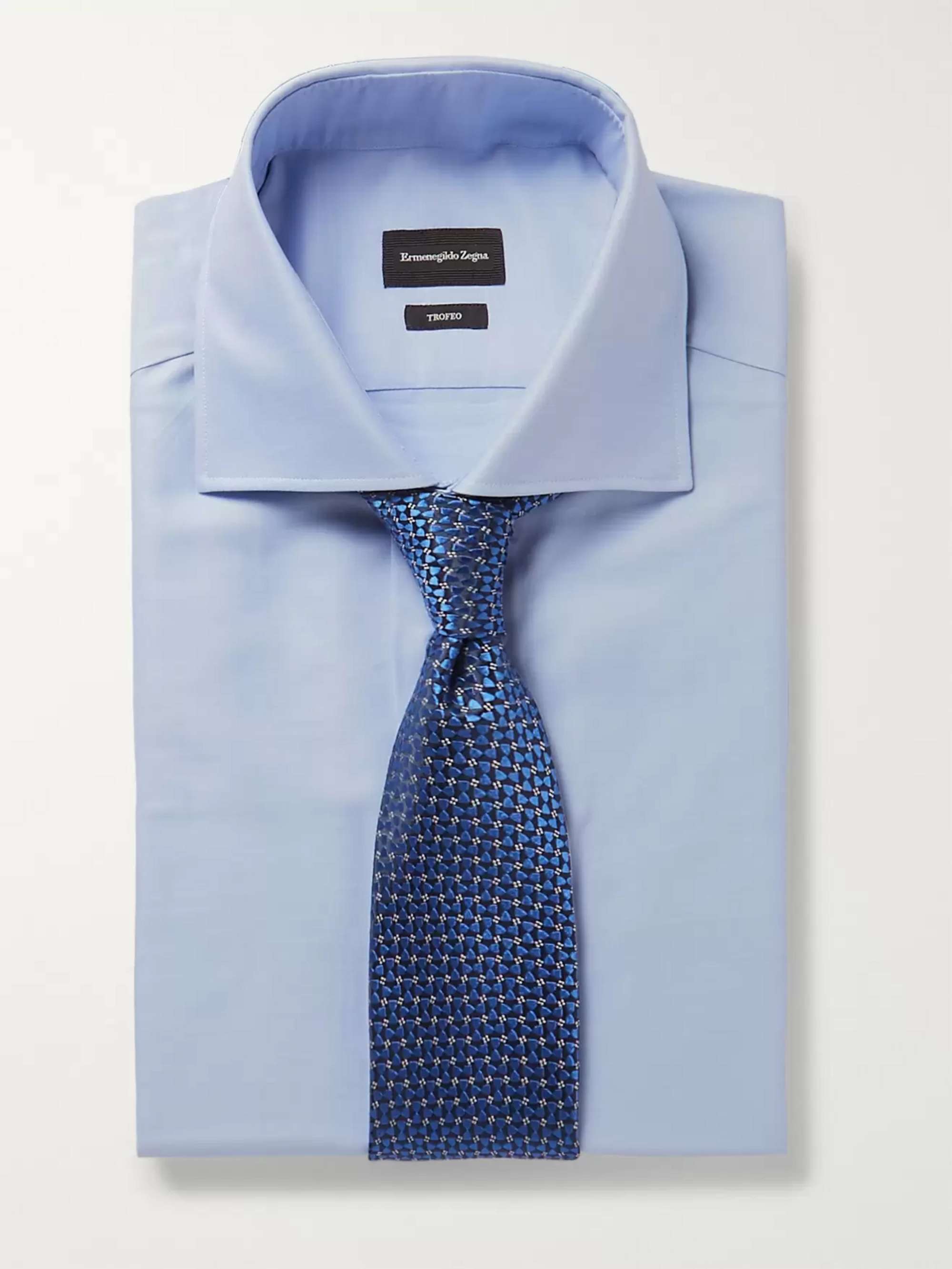 Light-Blue Trofeo Slim-Fit Cutaway-Collar Cotton-Poplin Shirt view