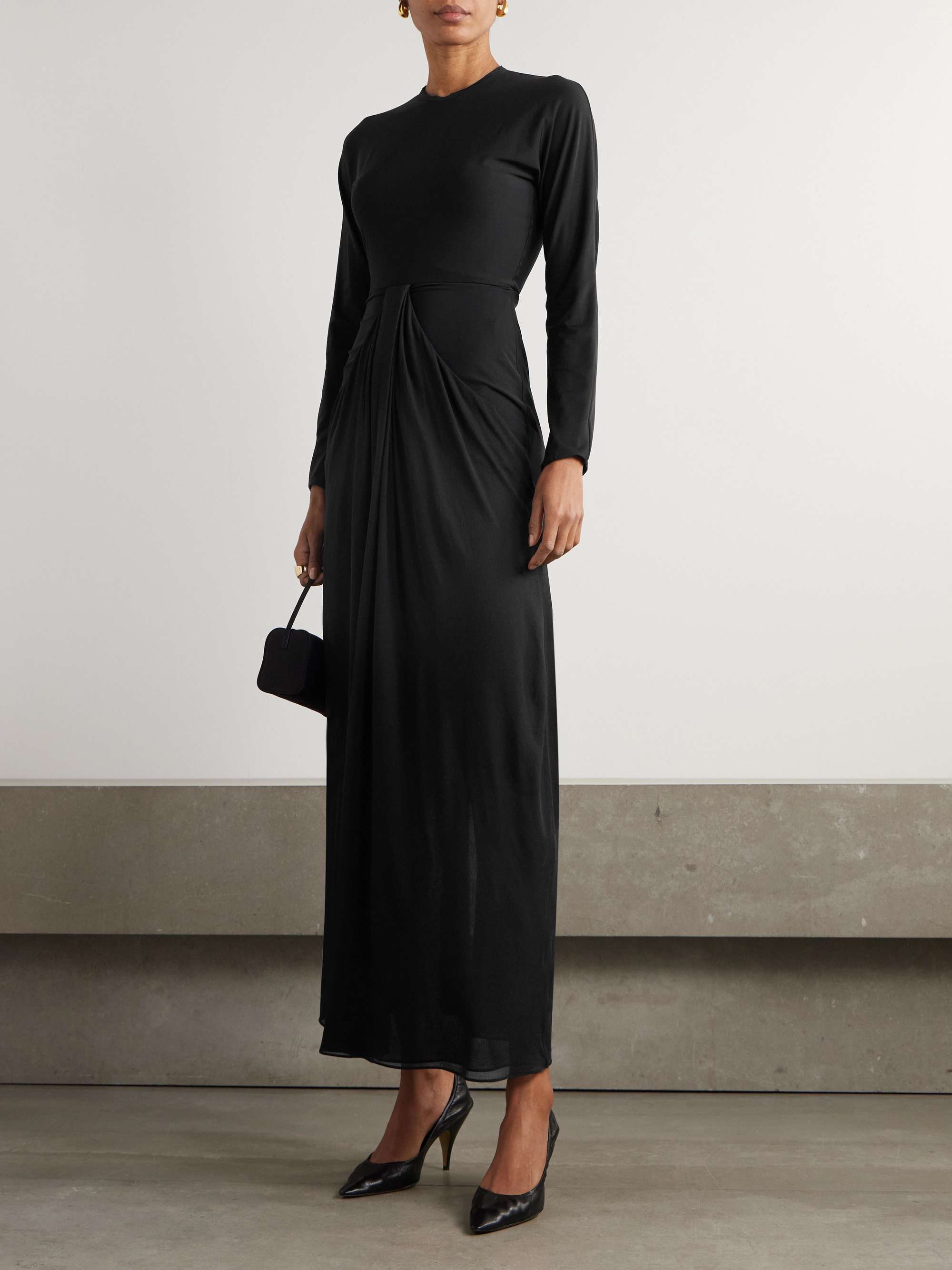 Anselm draped crepe-trimmed jersey gown view