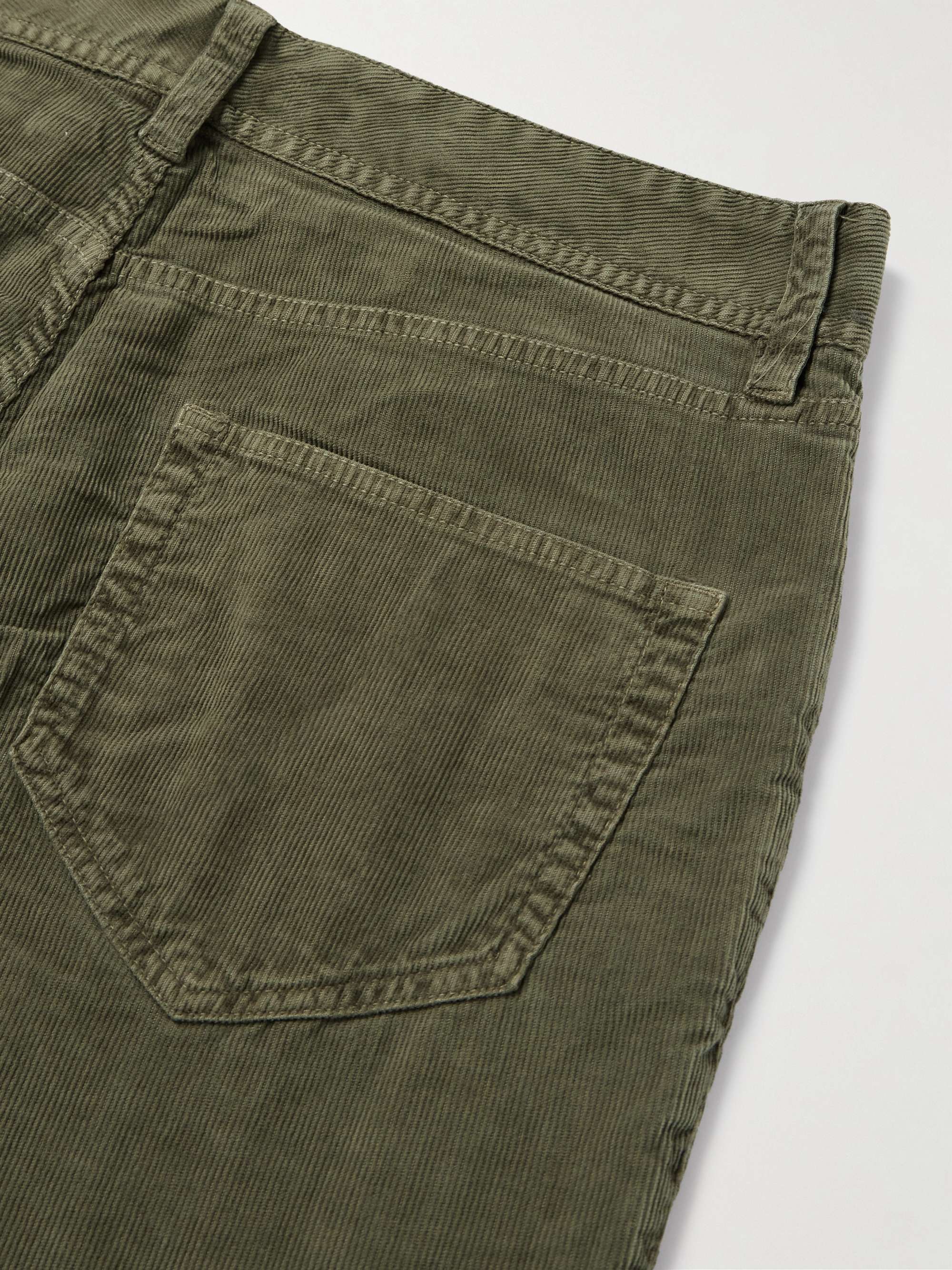 Slim-Fit Straight-Leg Cotton-Blend Corduroy Trousers view