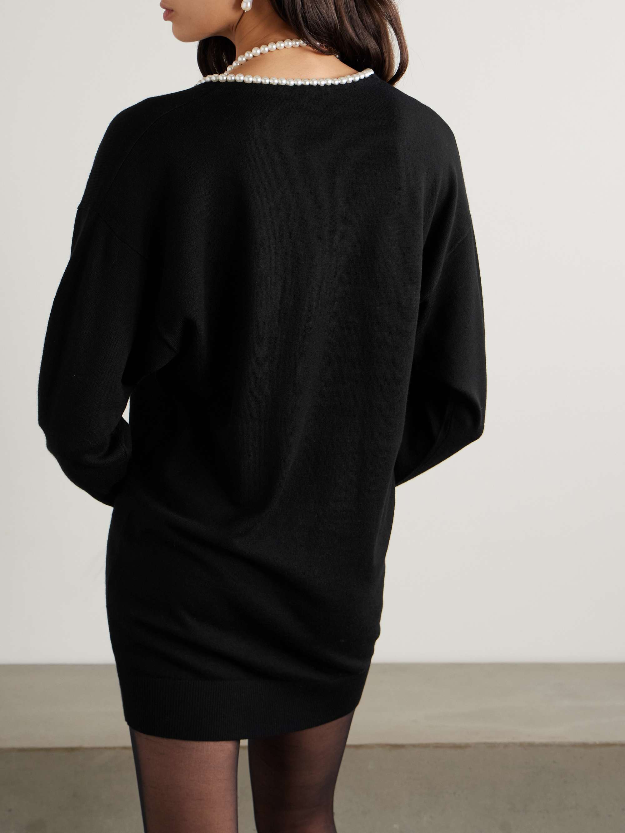 Crush faux pearl-embellished wool mini dress view