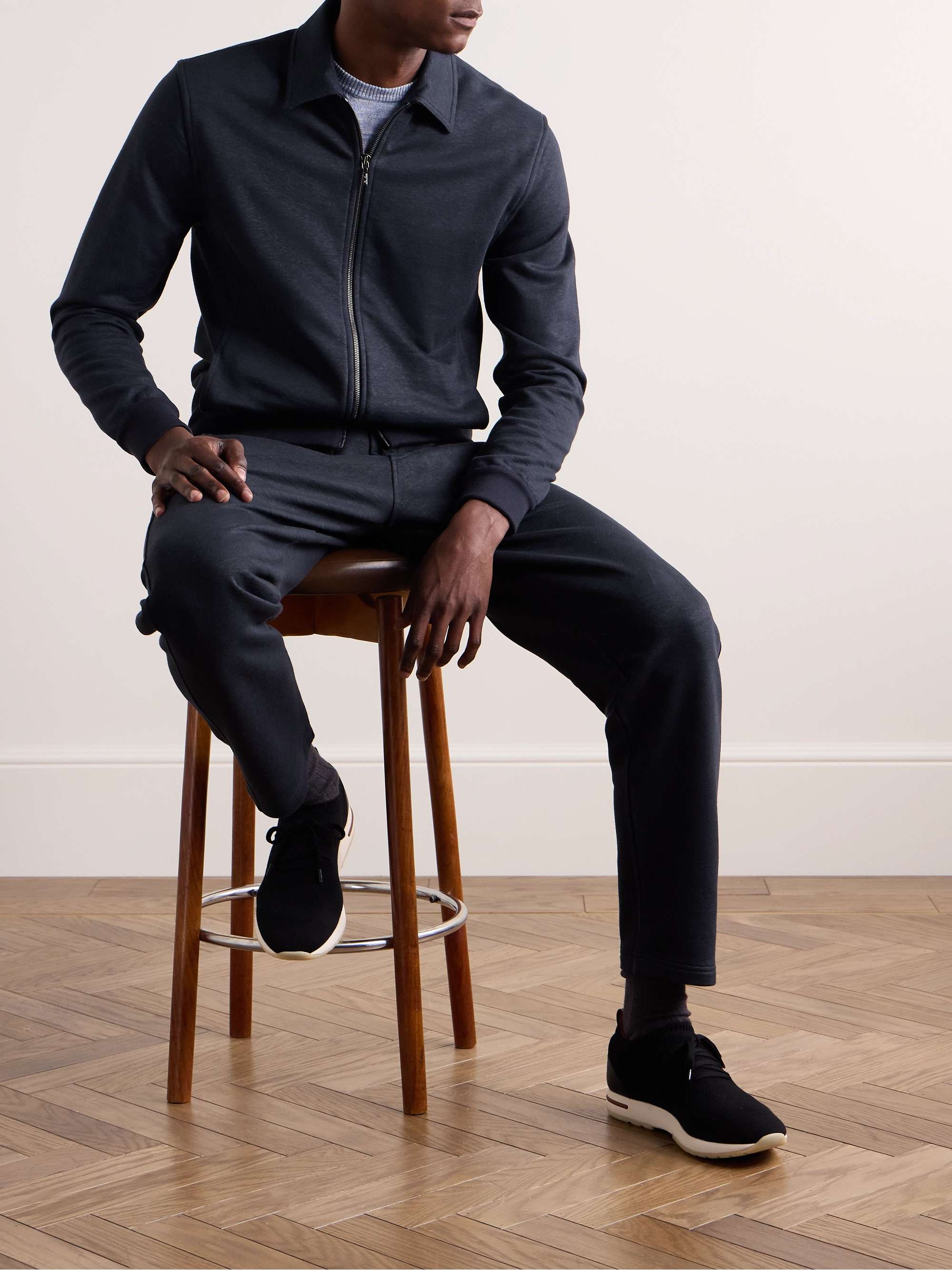 Kawaguchi Cotton, Linen and Cashmere-Blend Jersey Bomber Jacket view