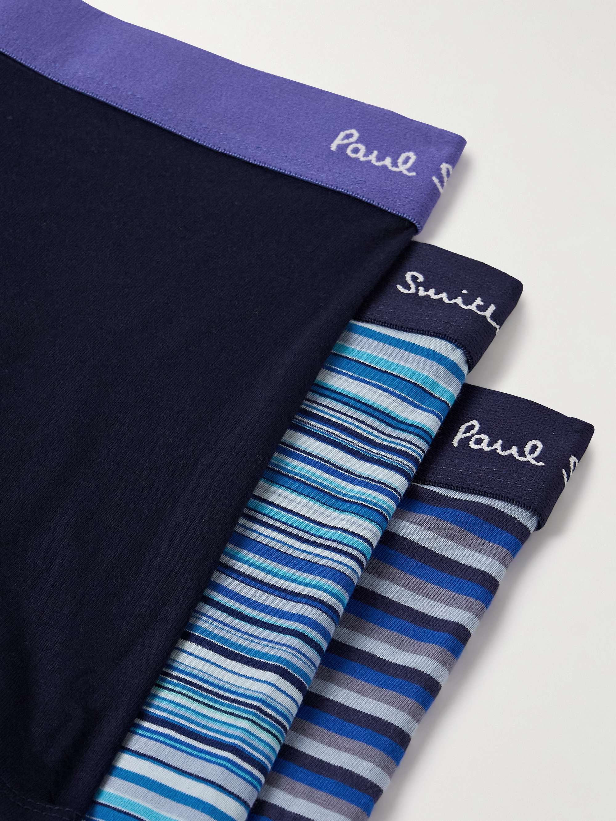 Three-Pack Striped Stretch Organic Cotton-Jersey Boxer Briefs view