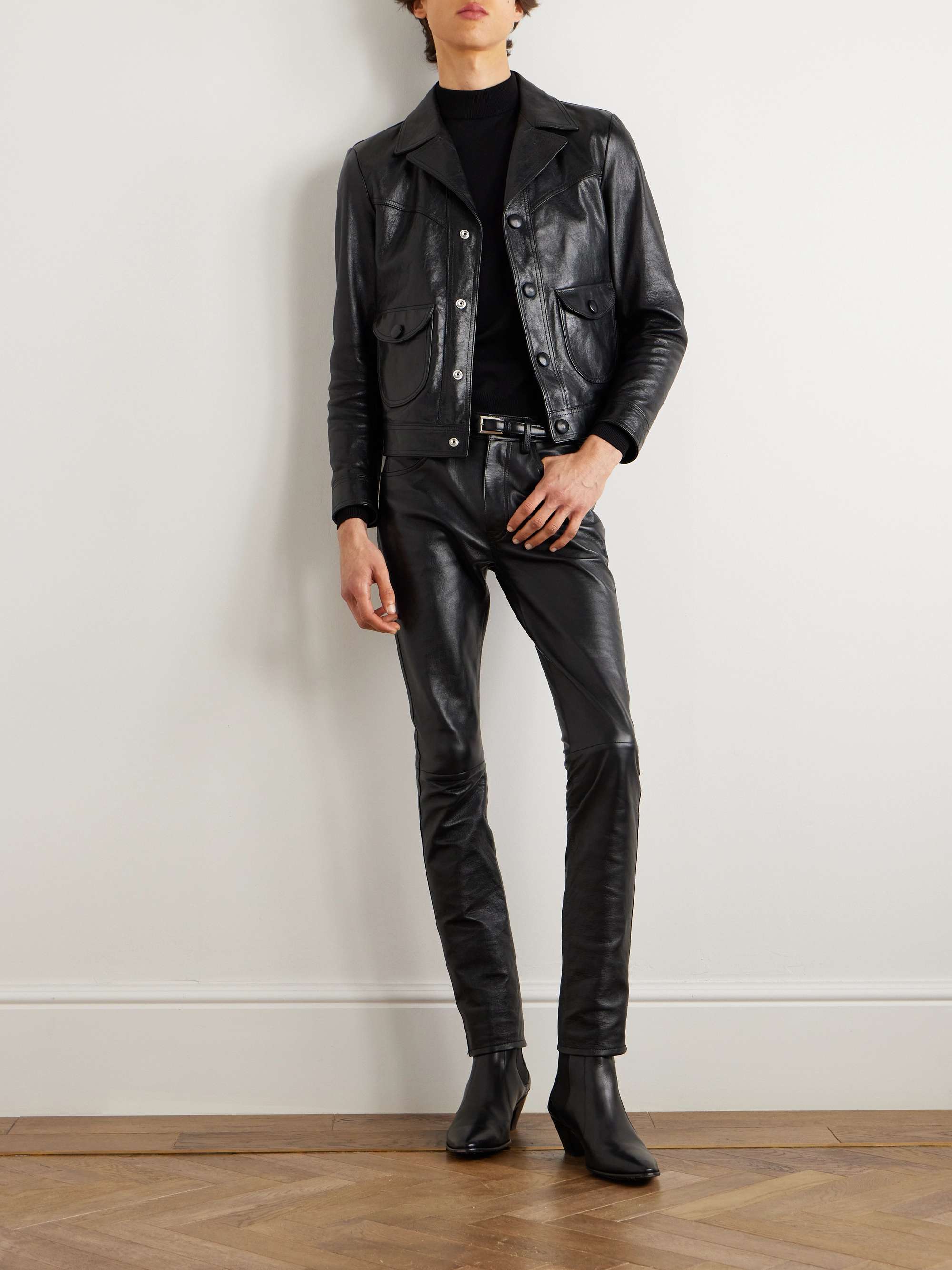 Lou Straight-Leg Panelled Leather Trousers view