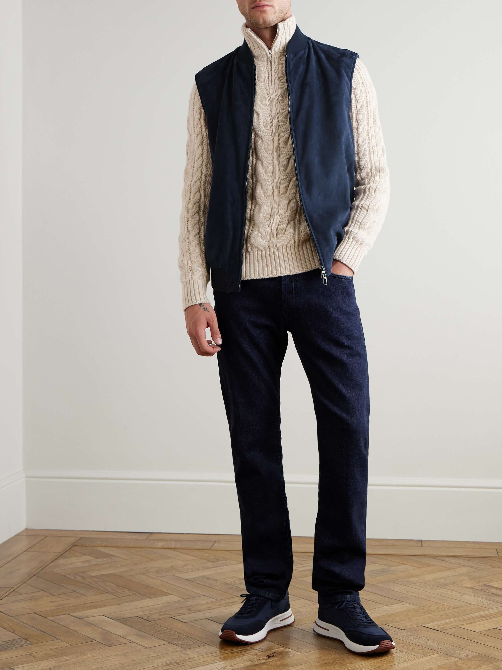 Wool-blend Trimmed Suede Vest view