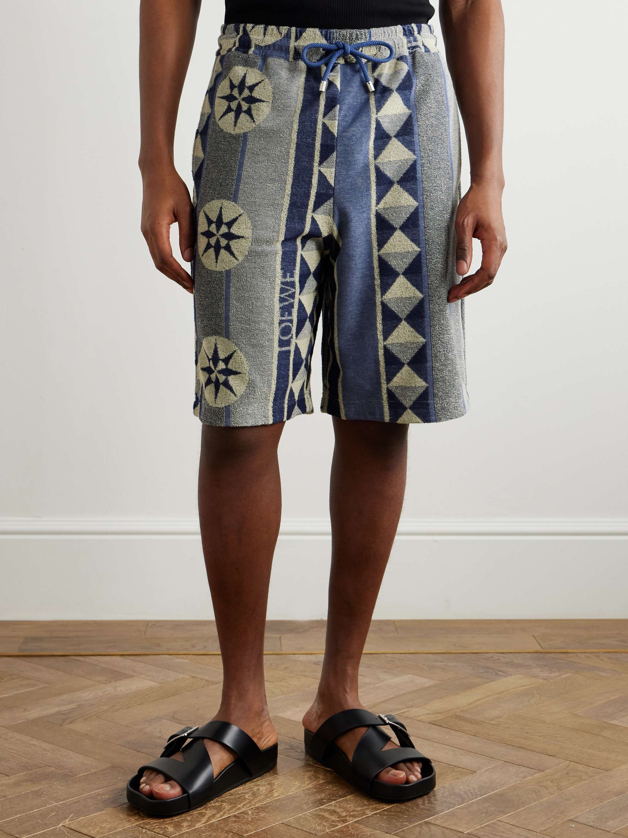 + Paula's Ibiza Wide-Leg Printed Cotton-Blend Terry-Jacquard Shorts view