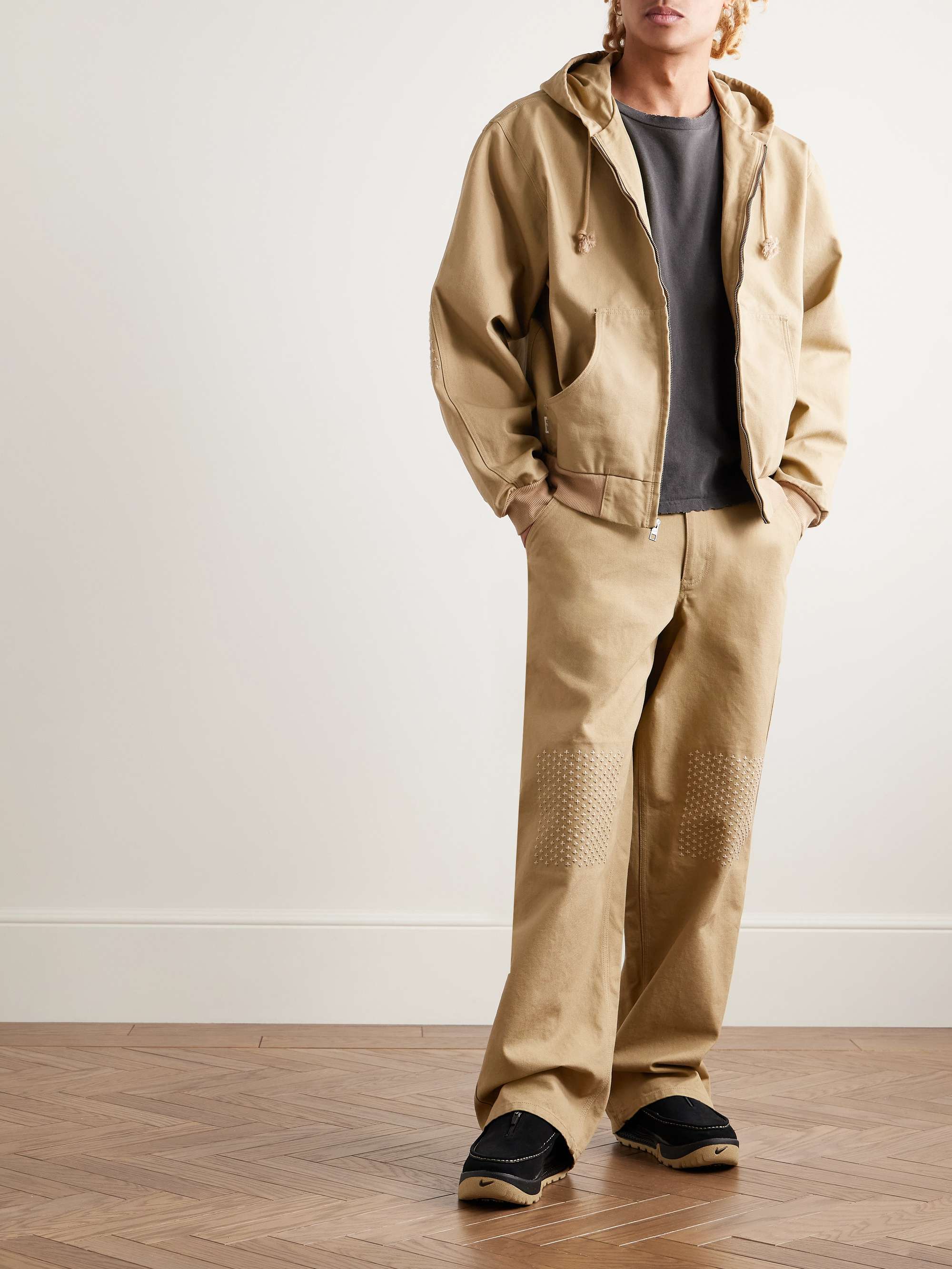 Life Wide-Leg Embroidered Cotton-Canvas Trousers view