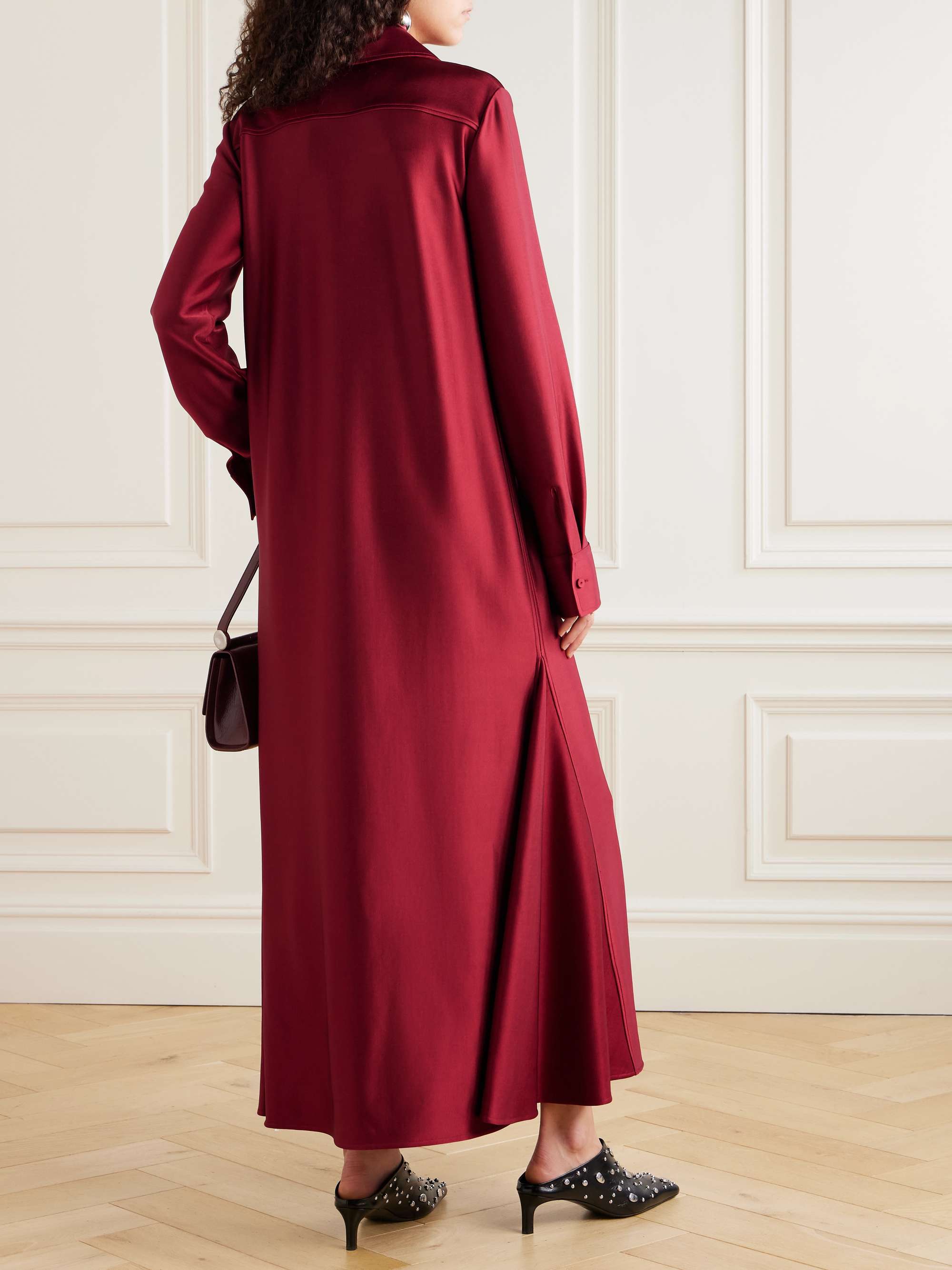 Satin maxi shirt dress view