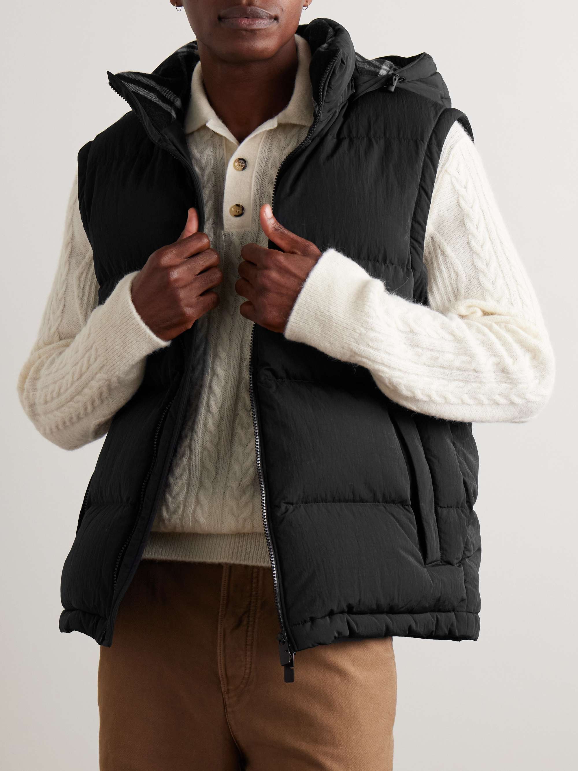 Convertible Quilted Crinkled-Shell Hooded Down Jacket view