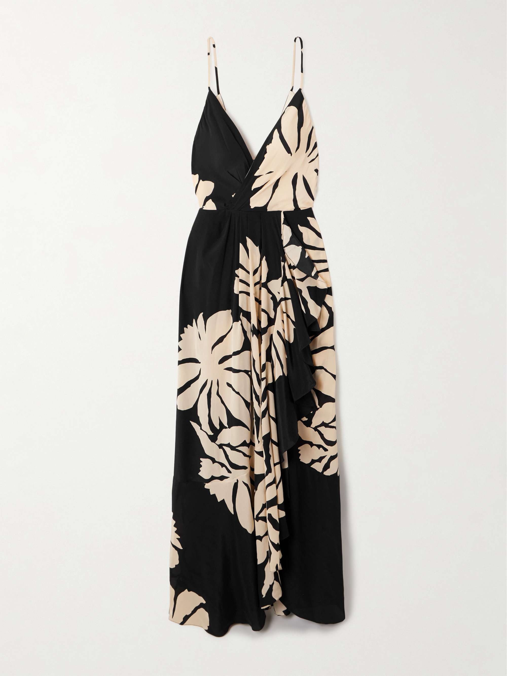 Santa Cruz wrap-effect gathered floral-print silk maxi dress hero visual