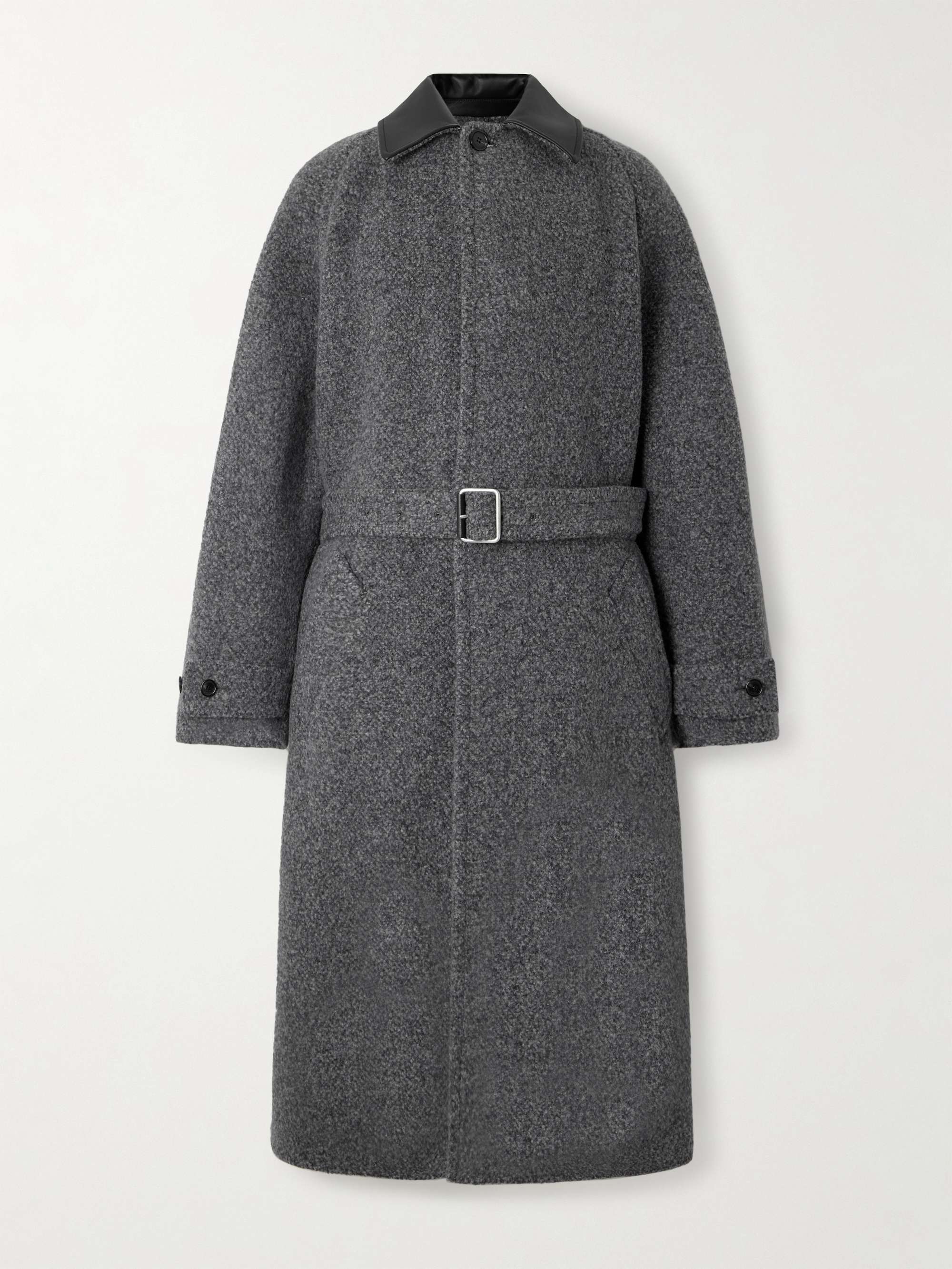 Leather-Trimmed Wool-Blend Overcoat hero visual