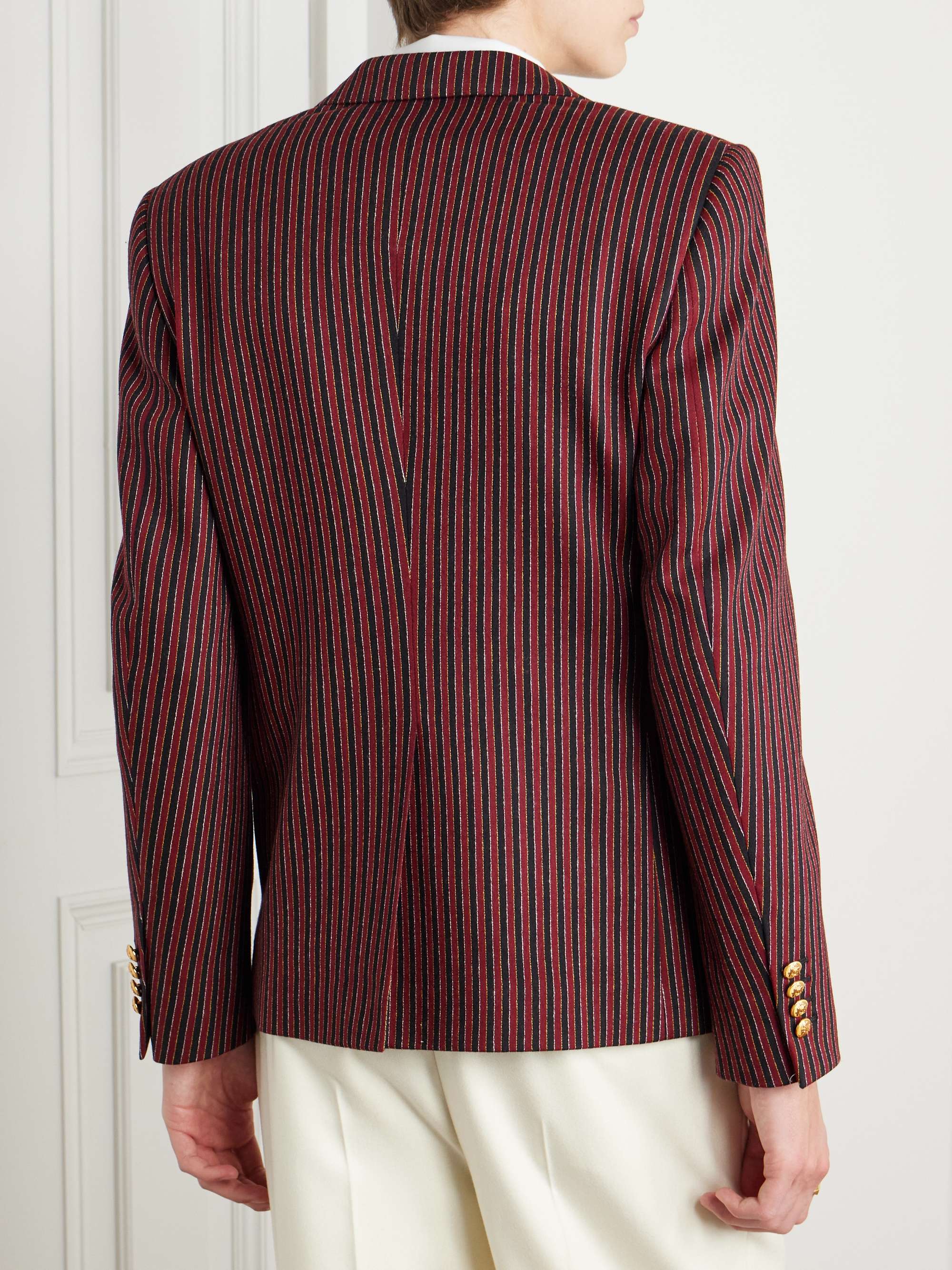 Embroidered Striped Wool and Lycra-Blend Blazer view