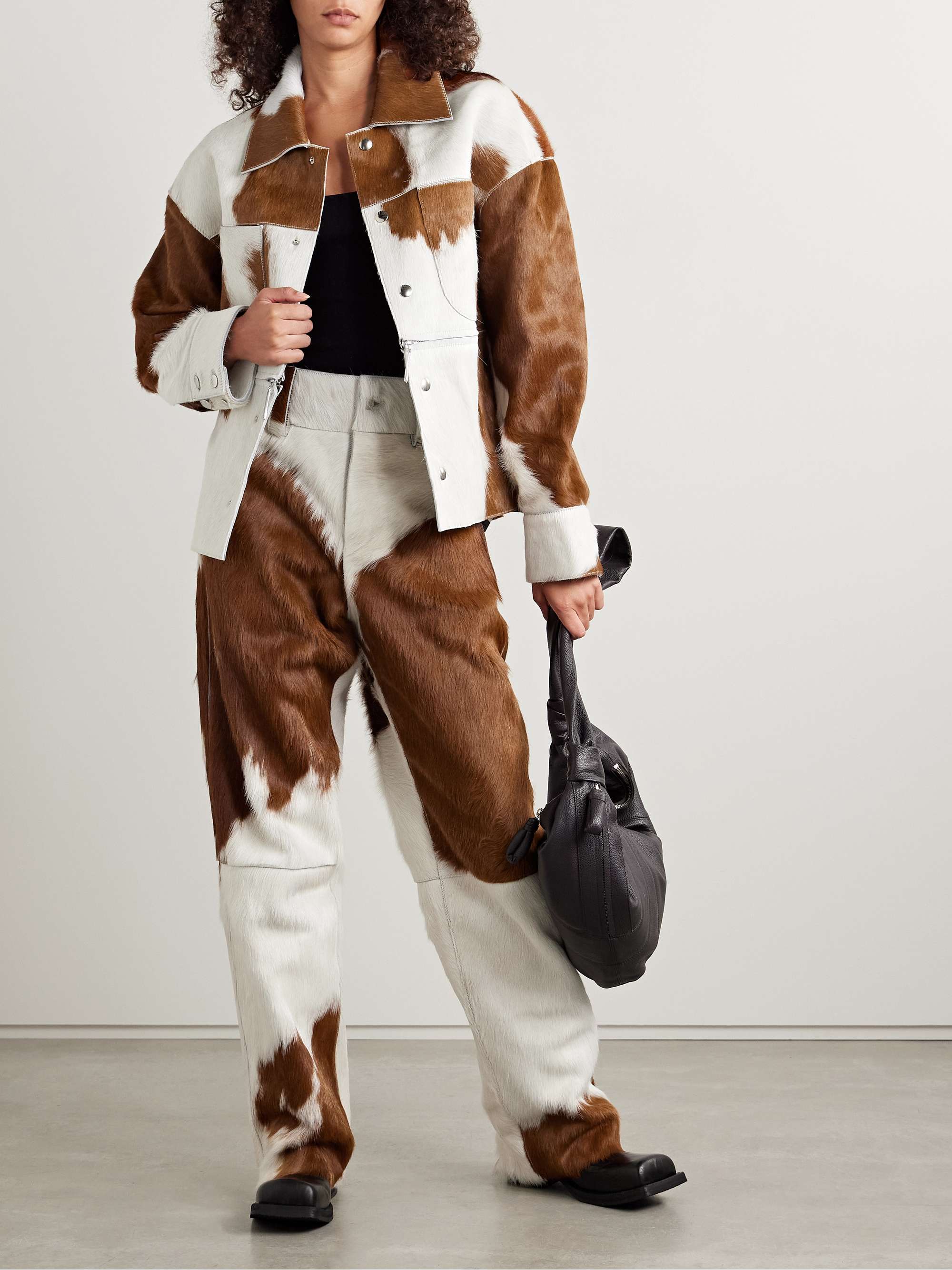 Highlands convertible paneled calf hair jacket view